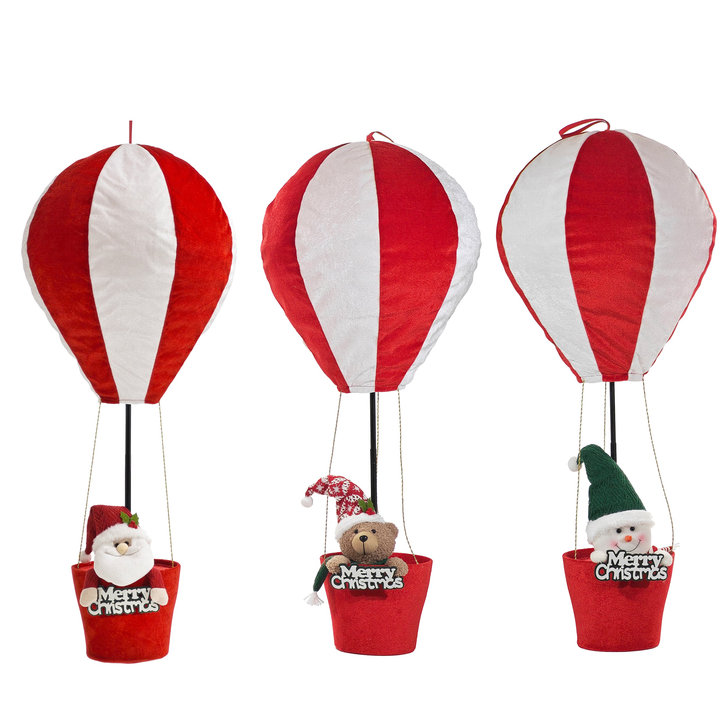VESTIAMO CASA GRAN NATALE - Decorazione Natalizia Mongolfiera con Personaggi Natalizi h90 cm