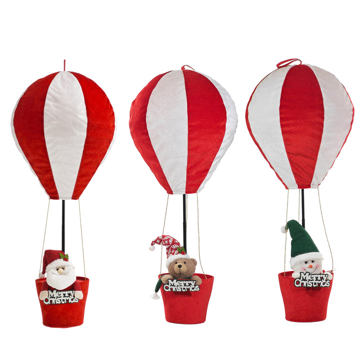 VESTIAMO CASA GRAN NATALE - Decorazione Natalizia Mongolfiera con Personaggi Natalizi h90 cm