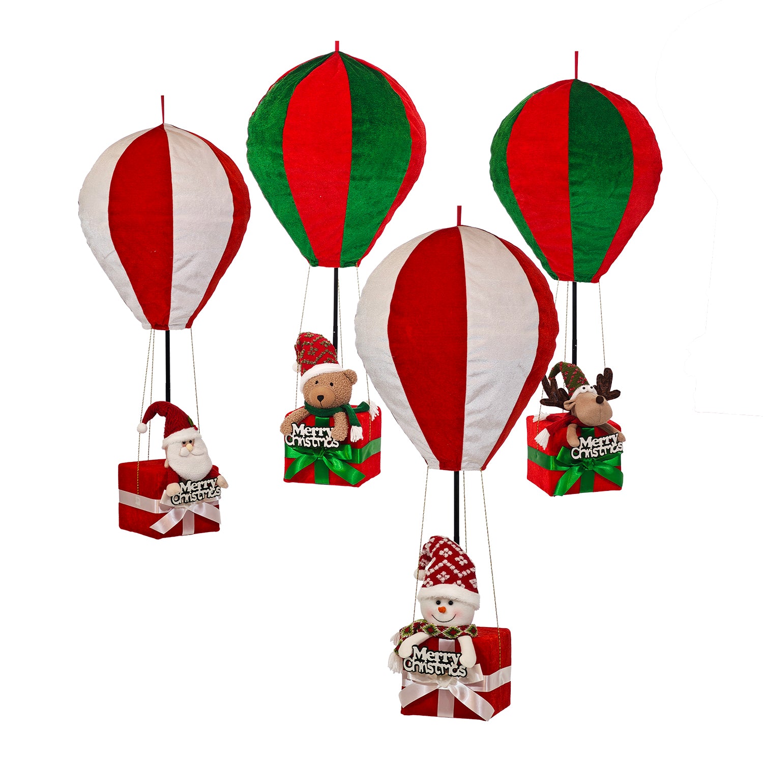 VESTIAMO CASA GRAN NATALE - Decorazione Natalizia Mongolfiera con Personaggi h93 cm