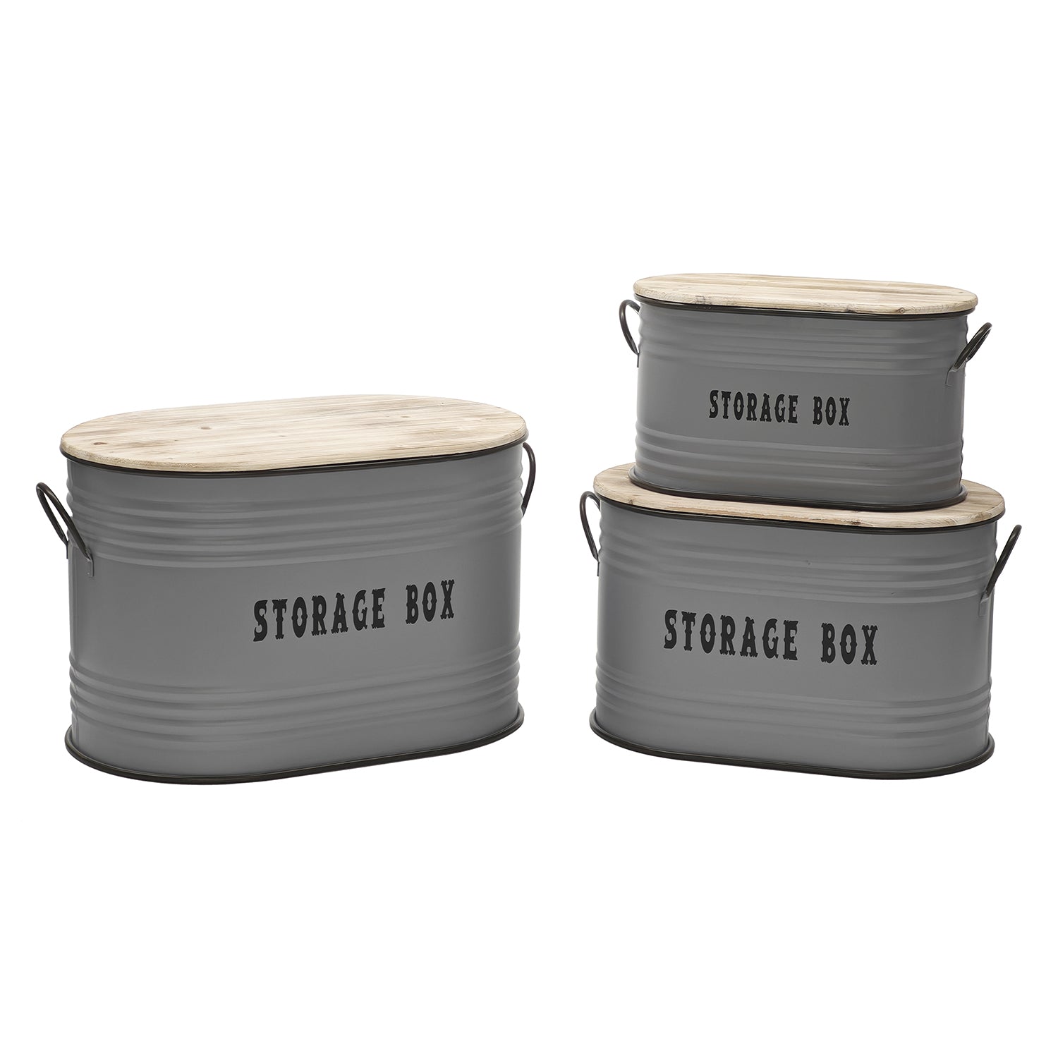VESTIAMO CASA - Set 3 Ceste Portabiancheria con Manici Rettangolare Grigio