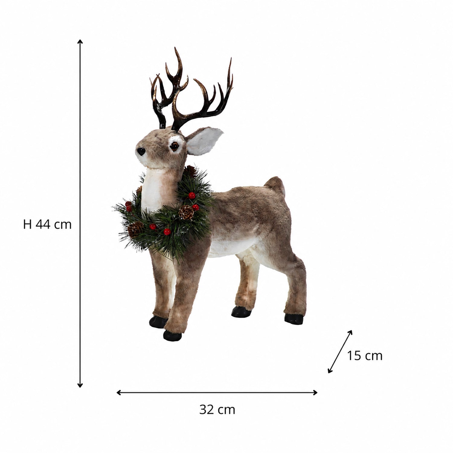 VESTIAMO CASA GRAN NATALE - Renna Natalizia Decorativa in Tessuto h44 cm