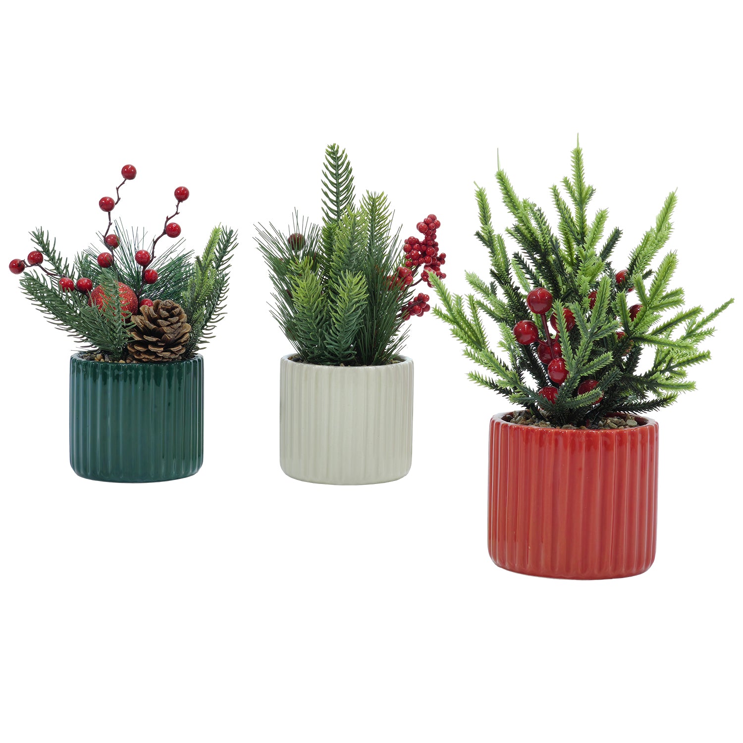 VESTIAMO CASA GRAN NATALE - Pianta Artificiale Natalizia in Vaso Ceramica h25 cm