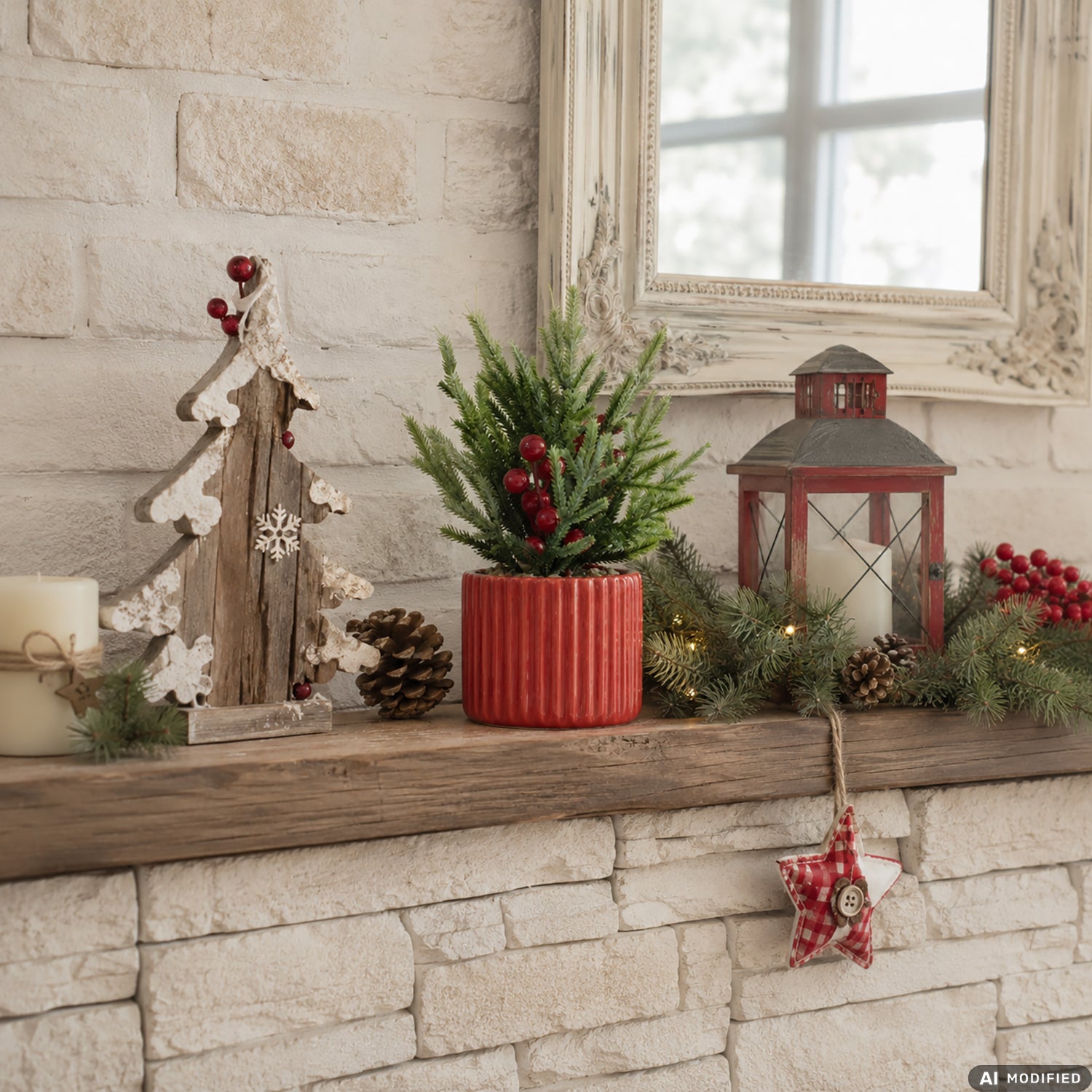 VESTIAMO CASA GRAN NATALE - Pianta Artificiale Natalizia in Vaso Ceramica h25 cm