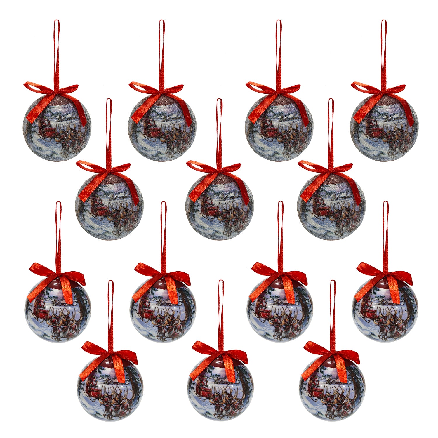 VESTIAMO CASA GRAN NATALE - Palle di Natale con decoro Babbo Natale diametro 7,5 cm - set 14 pezzi