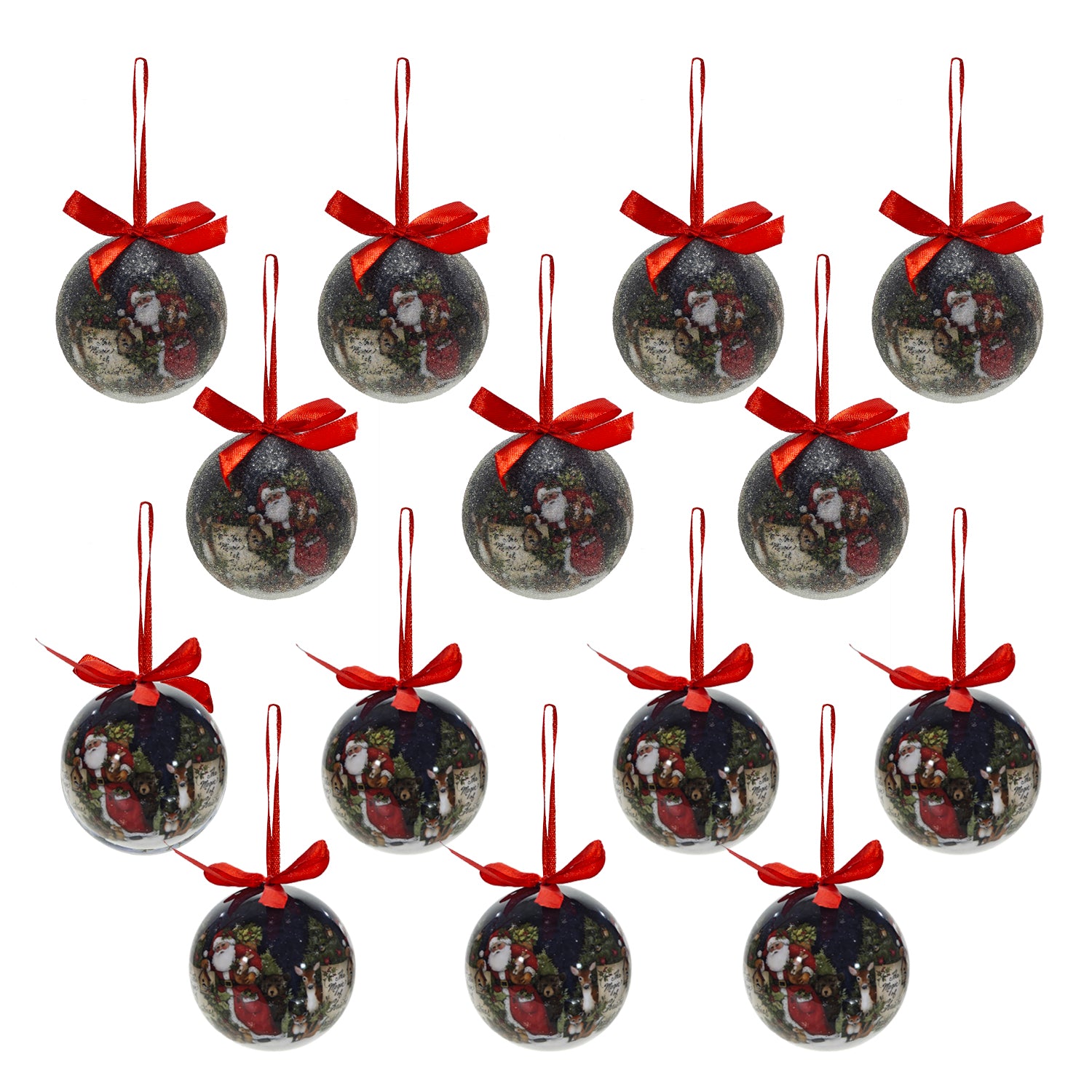 VESTIAMO CASA GRAN NATALE - Palle di Natale con decoro Babbo Natale diametro 7,5 cm - set 14 pezzi