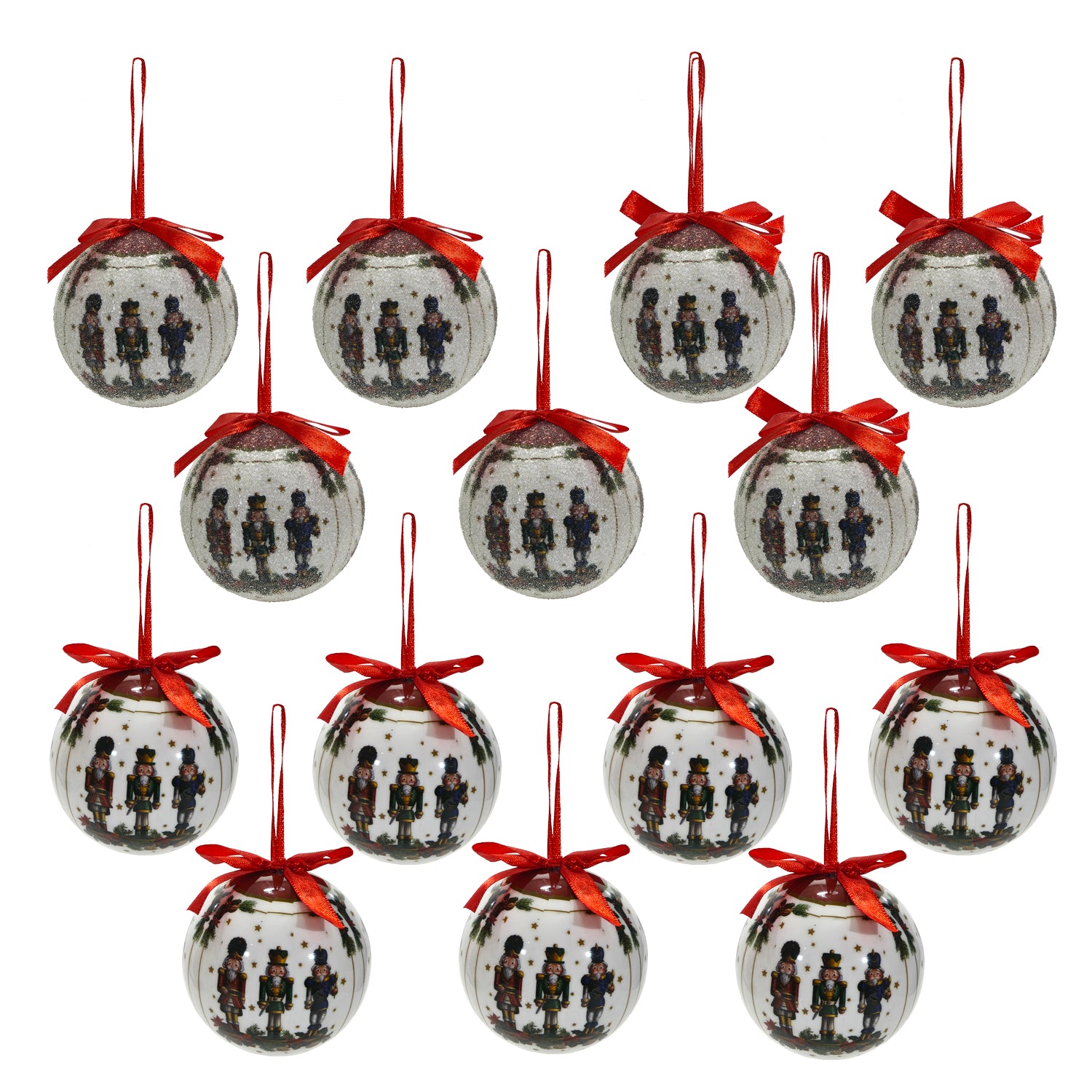 VESTIAMO CASA GRAN NATALE - Palle di Natale con Schiaccianoci diametro 7,5 cm - set 14 pezzi