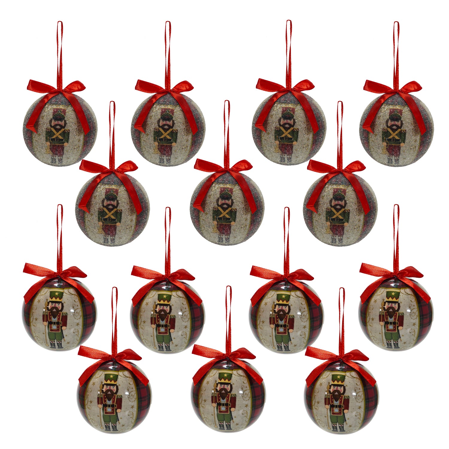 VESTIAMO CASA GRAN NATALE - Palle di Natale con Schiaccianoci diametro 7,5 cm - set 14 pezzi