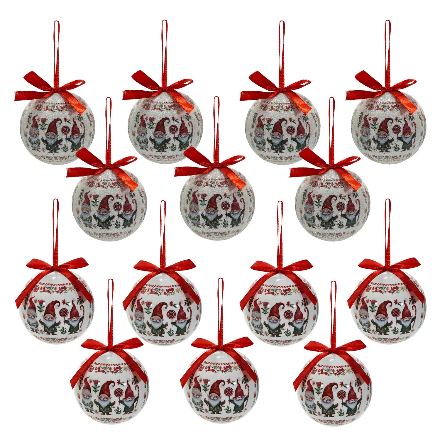 VESTIAMO CASA GRAN NATALE - Palle di Natale con Gnomi diametro 7,5 cm - set 14 pezzi
