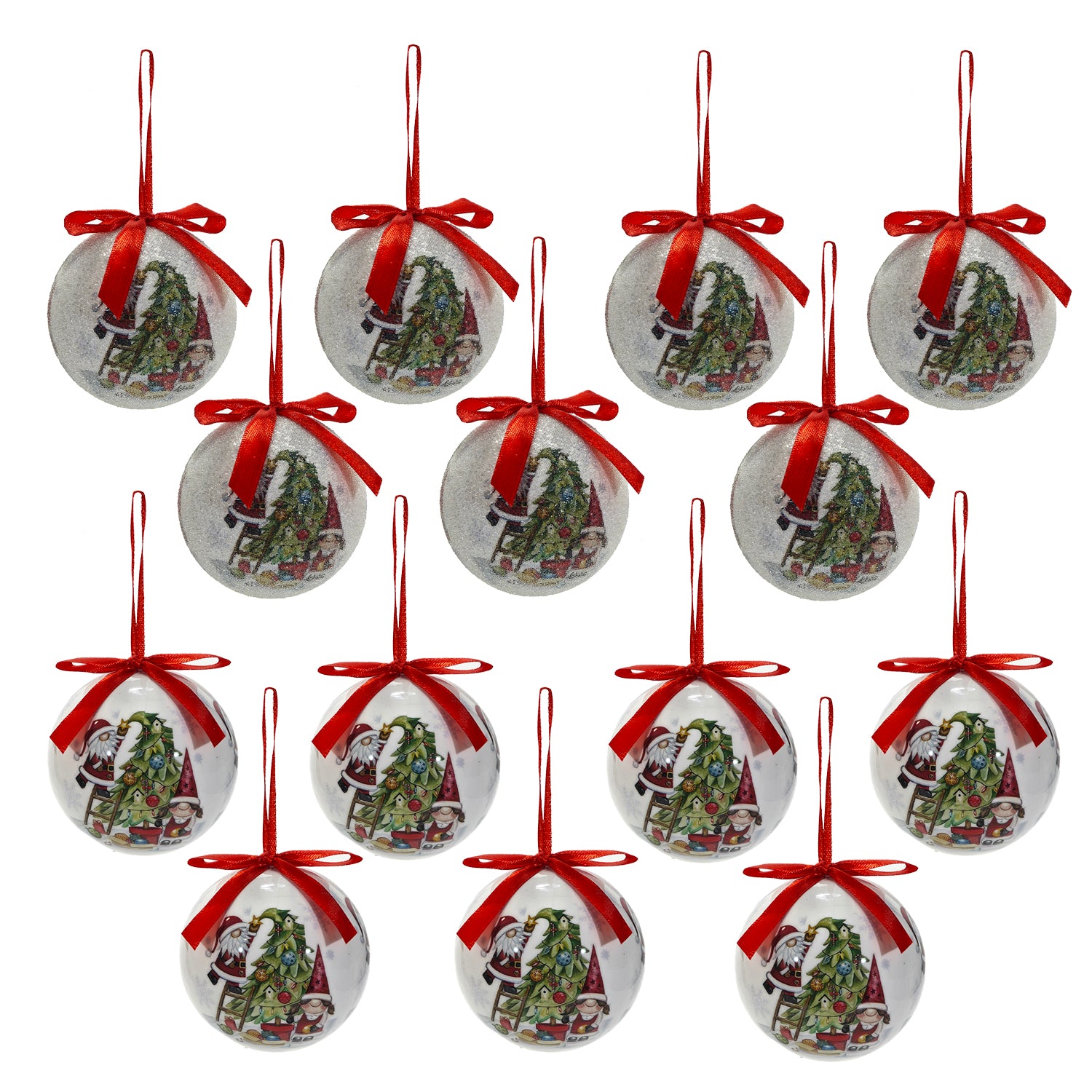 VESTIAMO CASA GRAN NATALE - Palle di Natale con Gnomi diametro 7,5 cm - set 14 pezzi