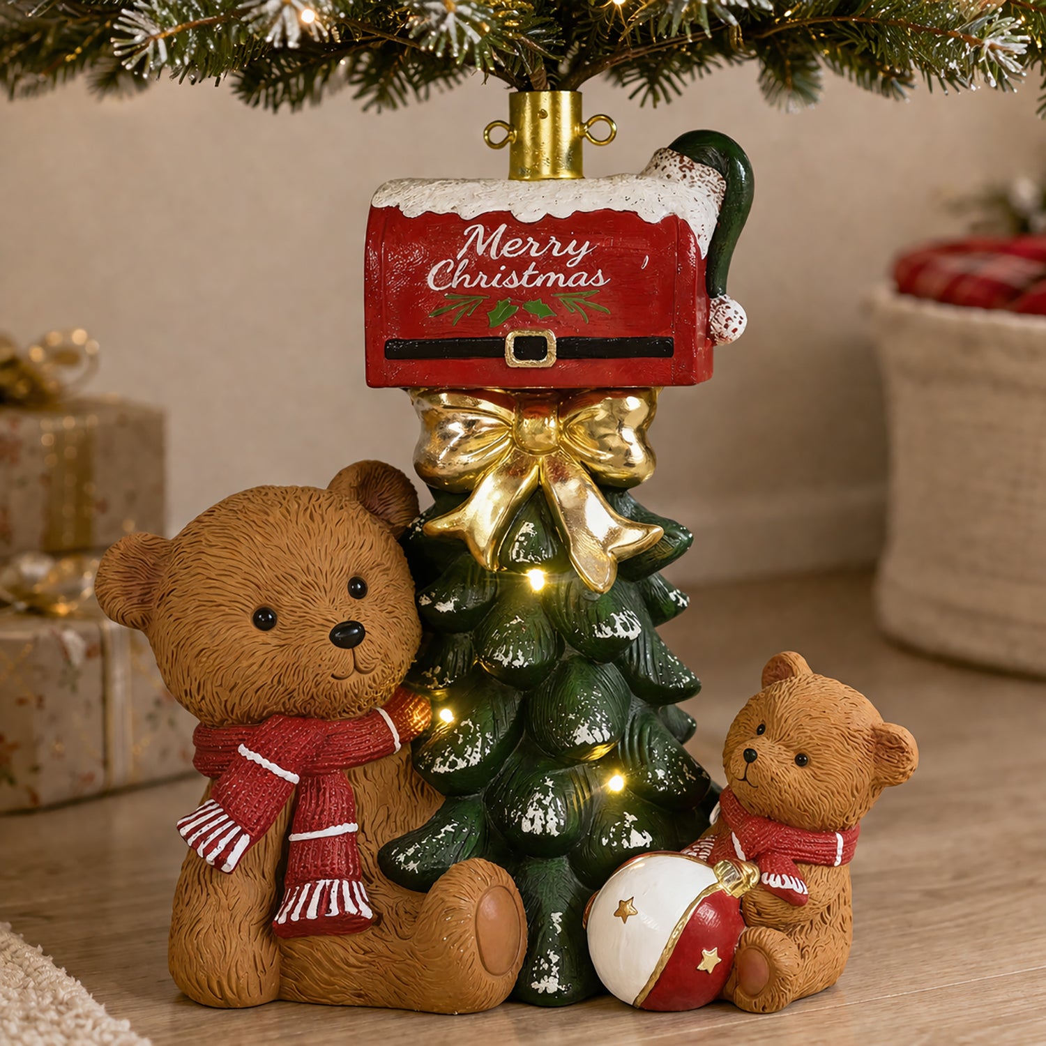 VESTIAMO CASA GRAN NATALE - Base Albero di Natale Luminosa con Orsetti h53 cm