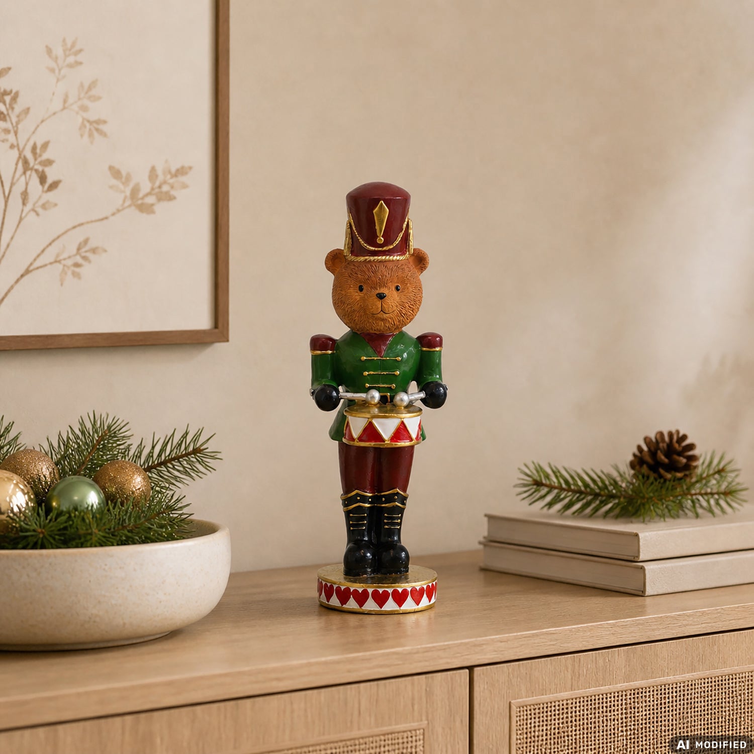VESTIAMO CASA GRAN NATALE - Schiaccianoci Natalizio Orsetto Soldato in Poliresina h32 cm - Decorazione Christmas Nutcracker Bear