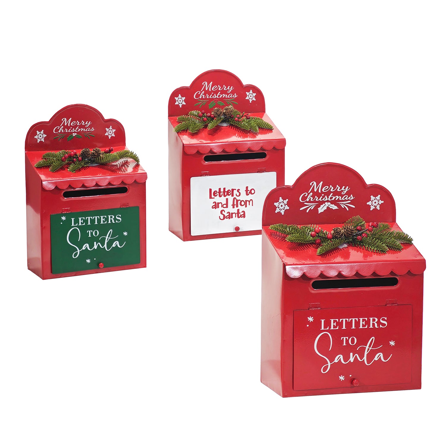 VESTIAMO CASA GRAN NATALE - Cassetta Postale Natalizia per Lettere a Babbo Natale in Metallo h33 cm