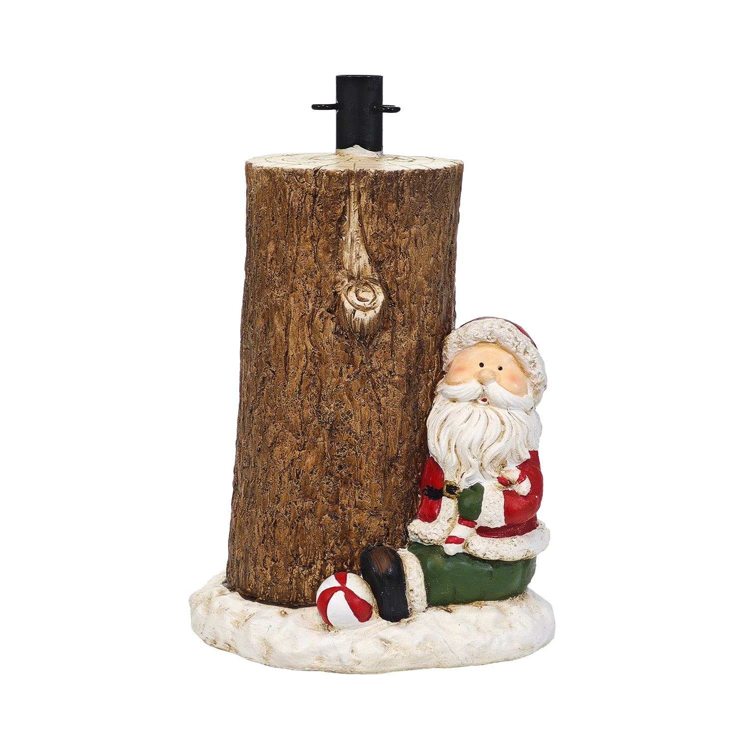 VESTIAMO CASA GRAN NATALE - Base Albero di Natale Tronco con Babbo Natale Decorativo h41 cm