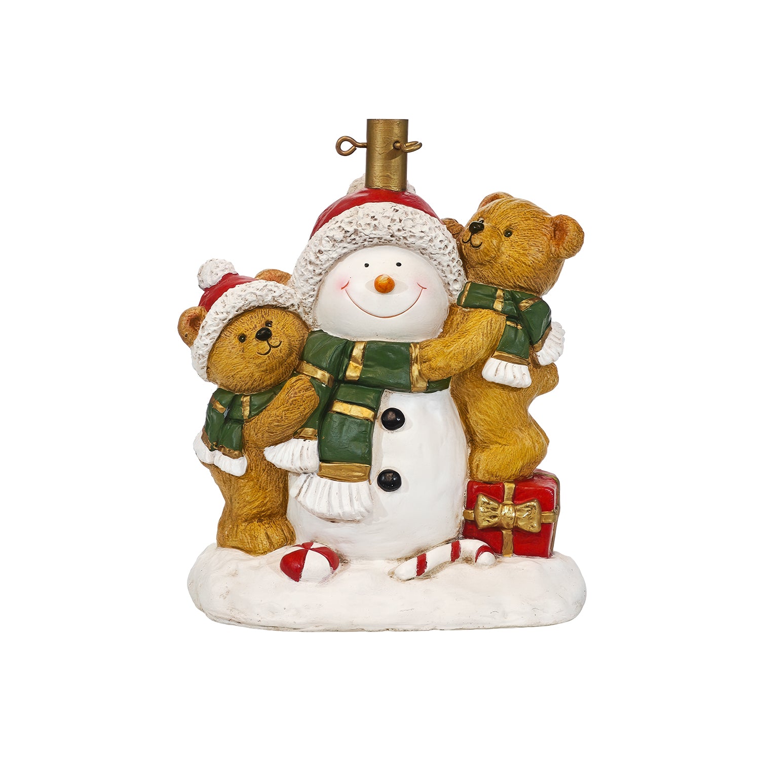 VESTIAMO CASA GRAN NATALE - Base Albero di Natale Pupazzo di Neve con Orsetti h44,5 cm