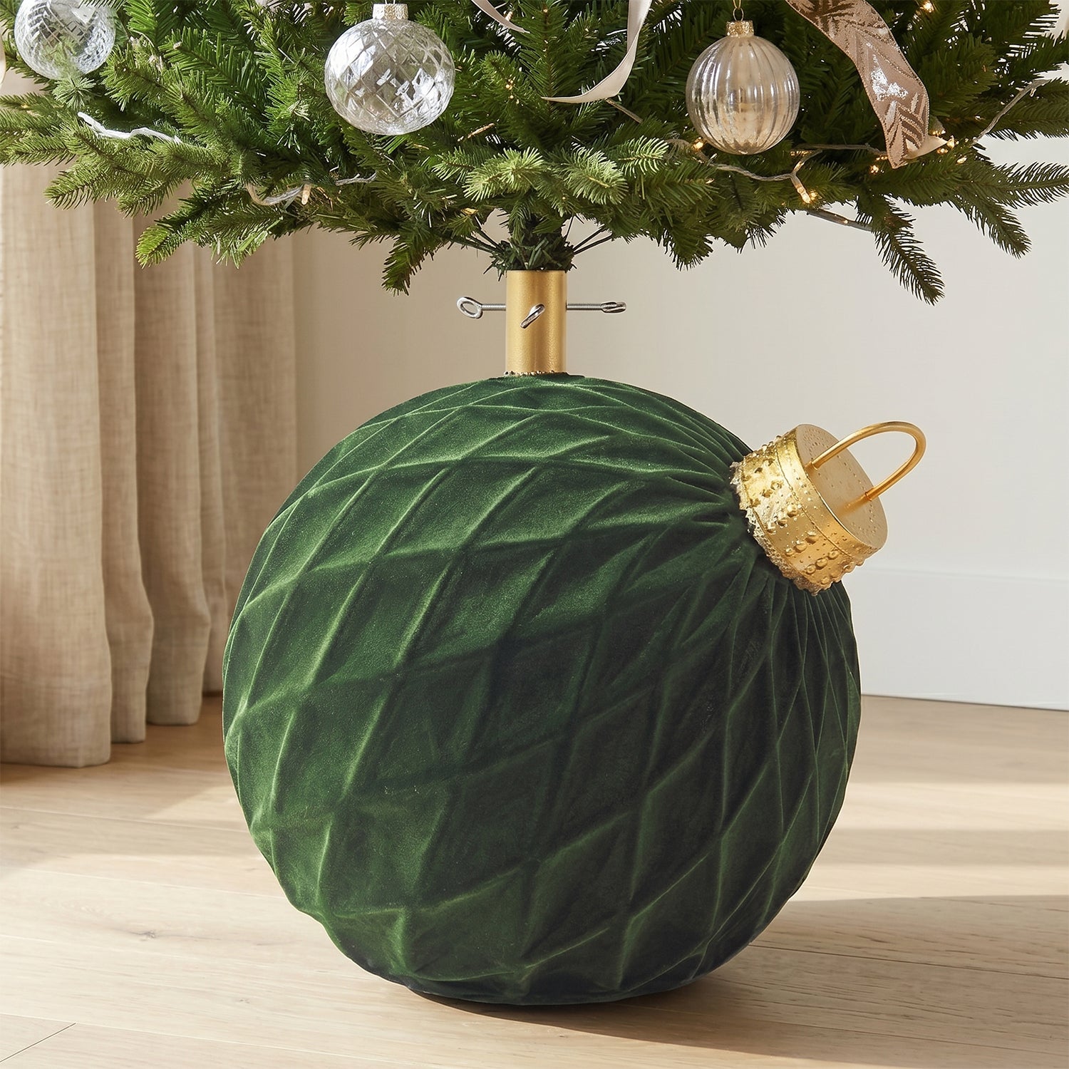 VESTIAMO CASA GRAN NATALE - Base Albero di Natale a Forma di Palla Decorativa Verde h46 cm