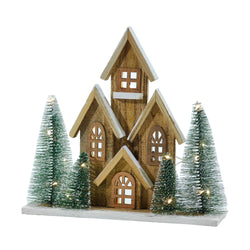 VESTIAMO CASA GRAN NATALE - Casetta Natalizia Luminosa Innevata h30 cm - Decorazione natalizia luminosa