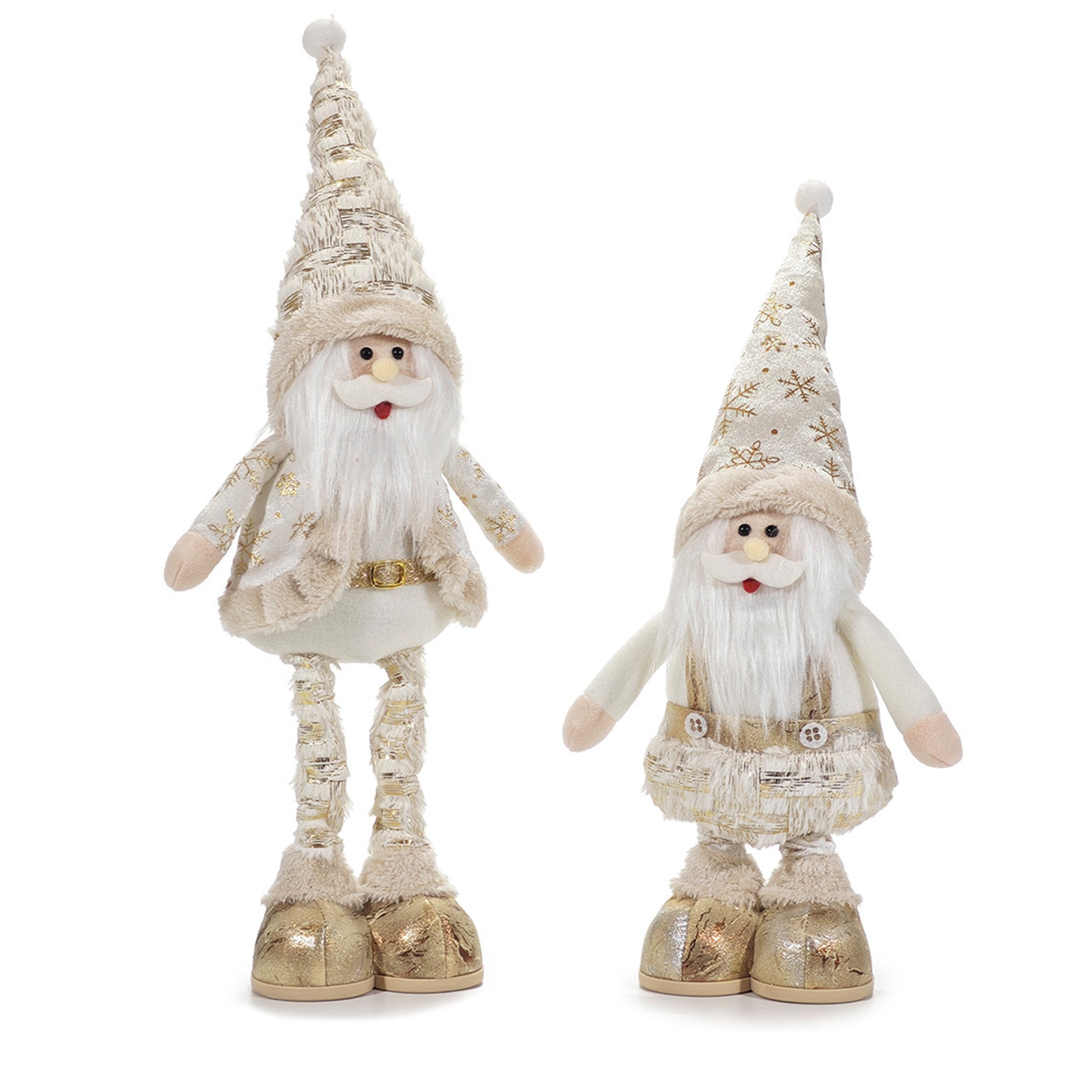 VESTIAMO CASA GRAN NATALE - Babbo Natale Bianco Oro con gambe allungabili altezza max 55 cm