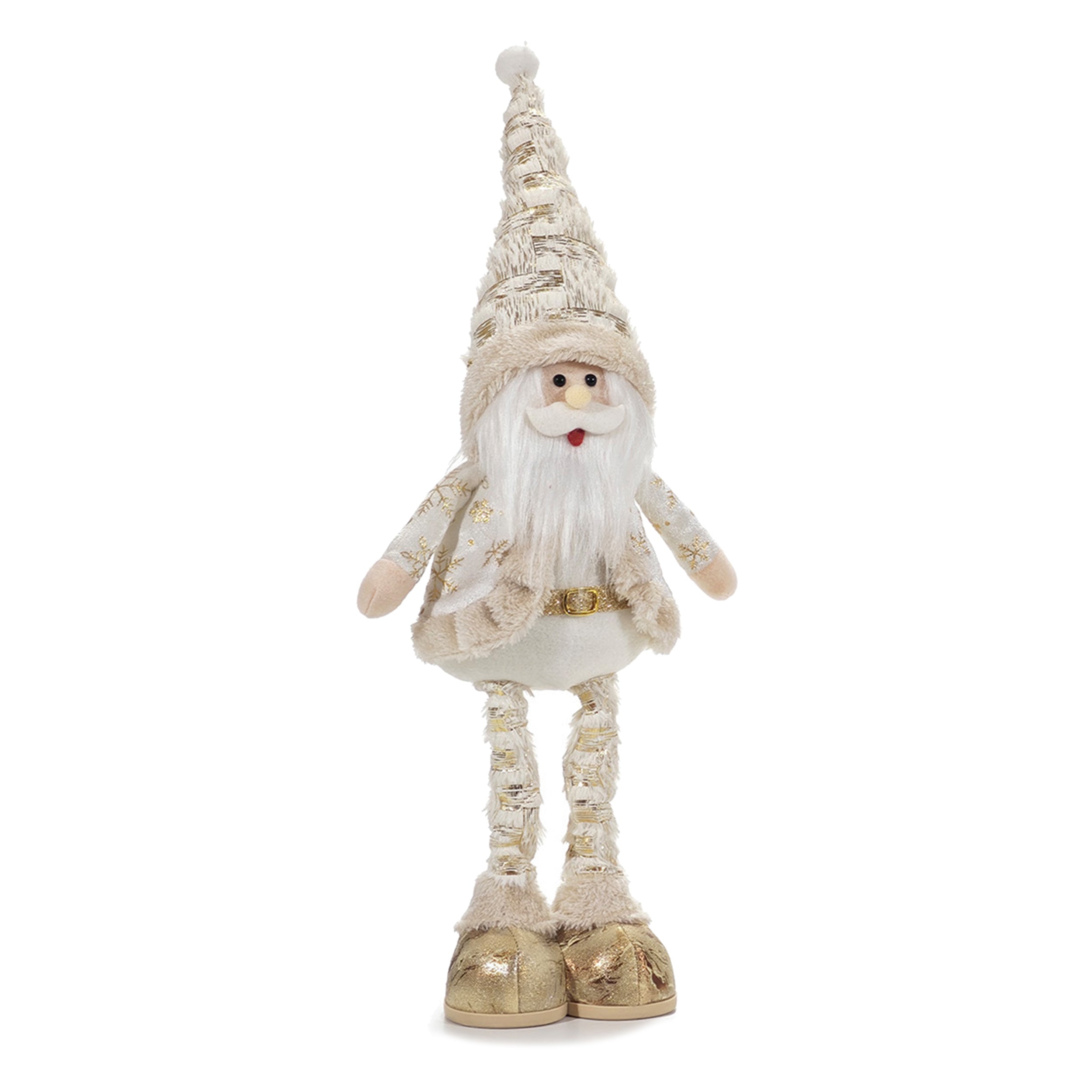 VESTIAMO CASA GRAN NATALE - Babbo Natale Bianco Oro con gambe allungabili altezza max 55 cm