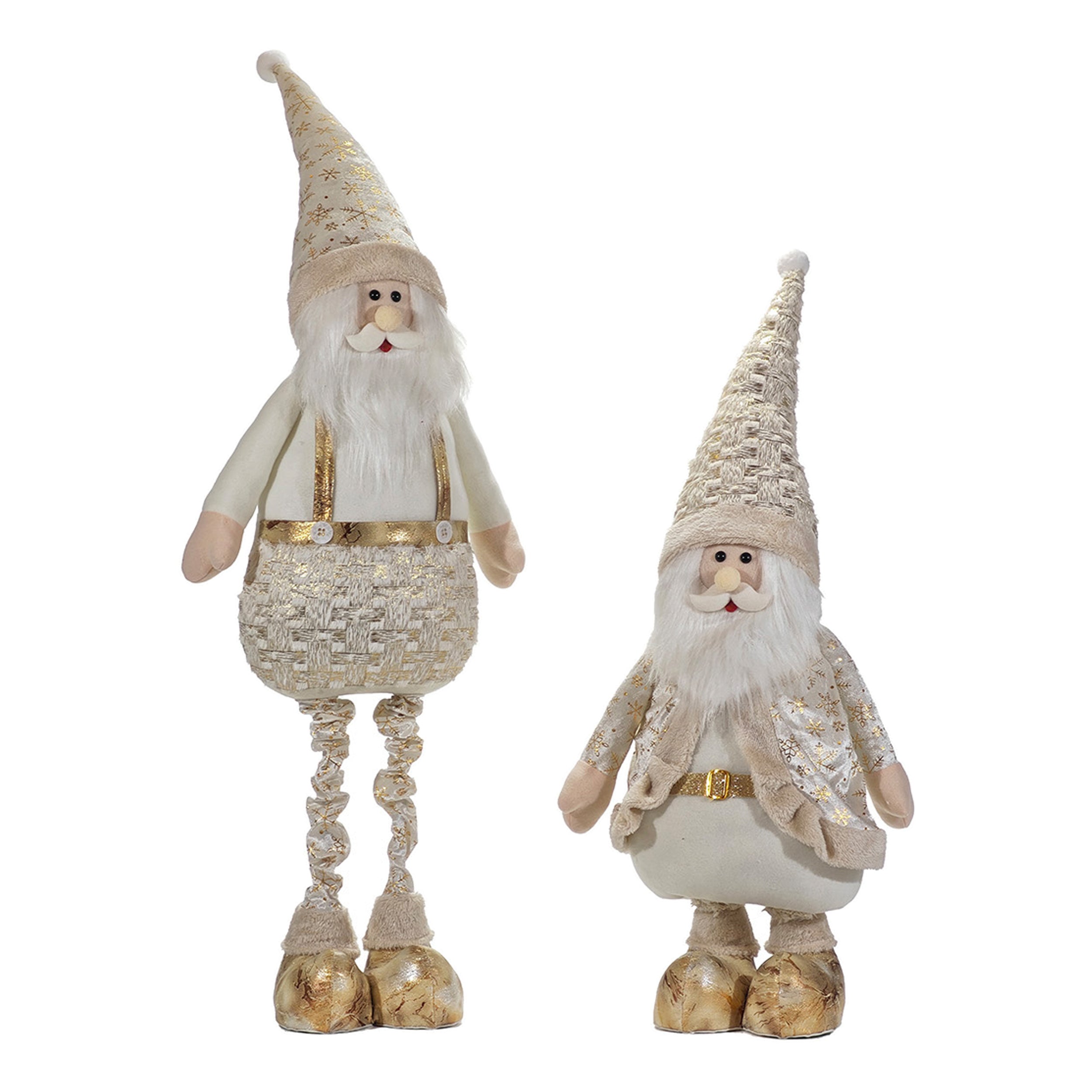 VESTIAMO CASA GRAN NATALE - Babbo Natale Bianco Oro con Gambe Allungabili altezza max 130 cm
