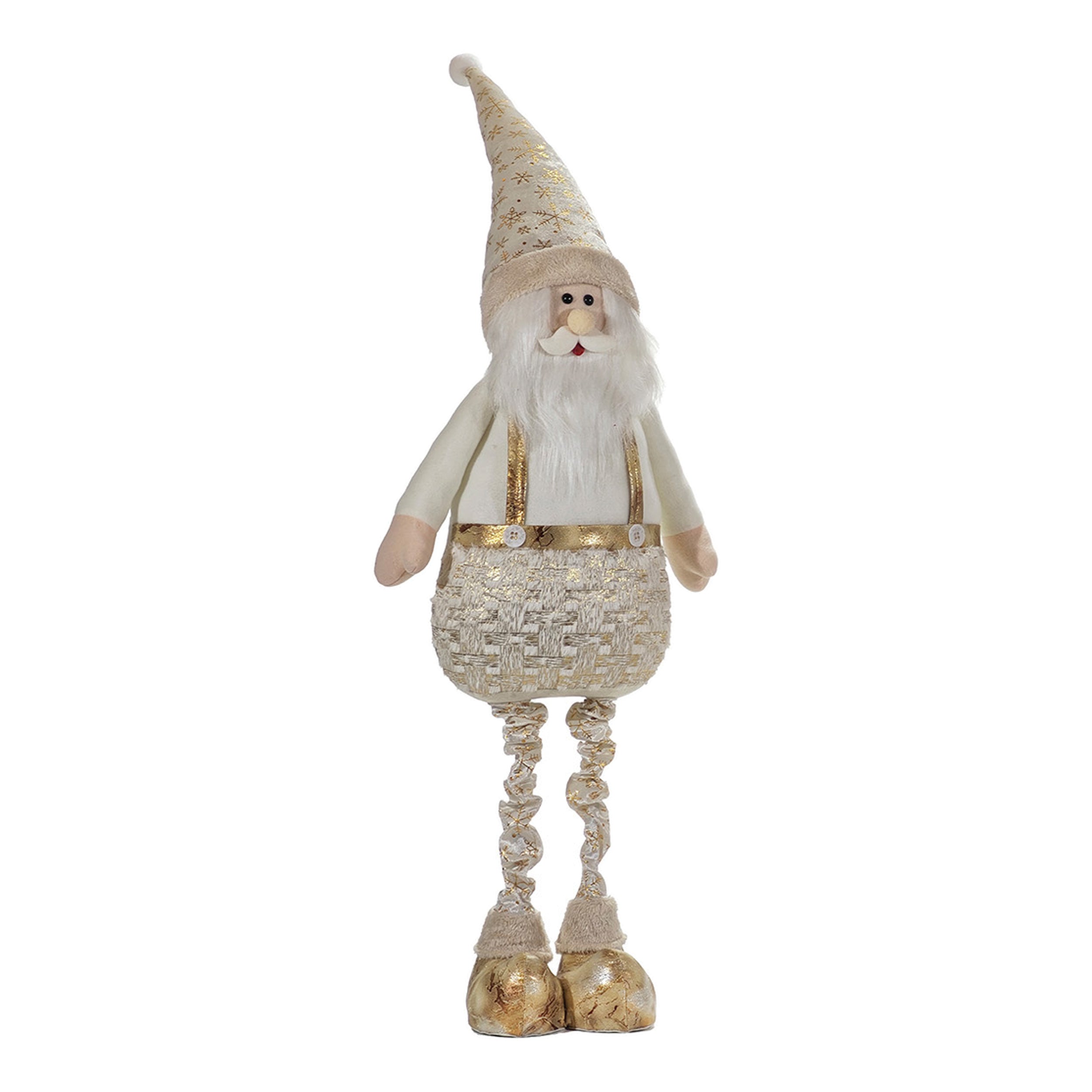 VESTIAMO CASA GRAN NATALE - Babbo Natale Bianco Oro con Gambe Allungabili altezza max 130 cm
