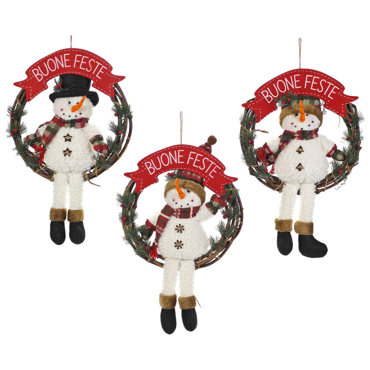 VESTIAMO CASA GRAN NATALE - Ghirlanda Appendino dietroporta con personaggi diametro 35 cm - Decorazione natalizia