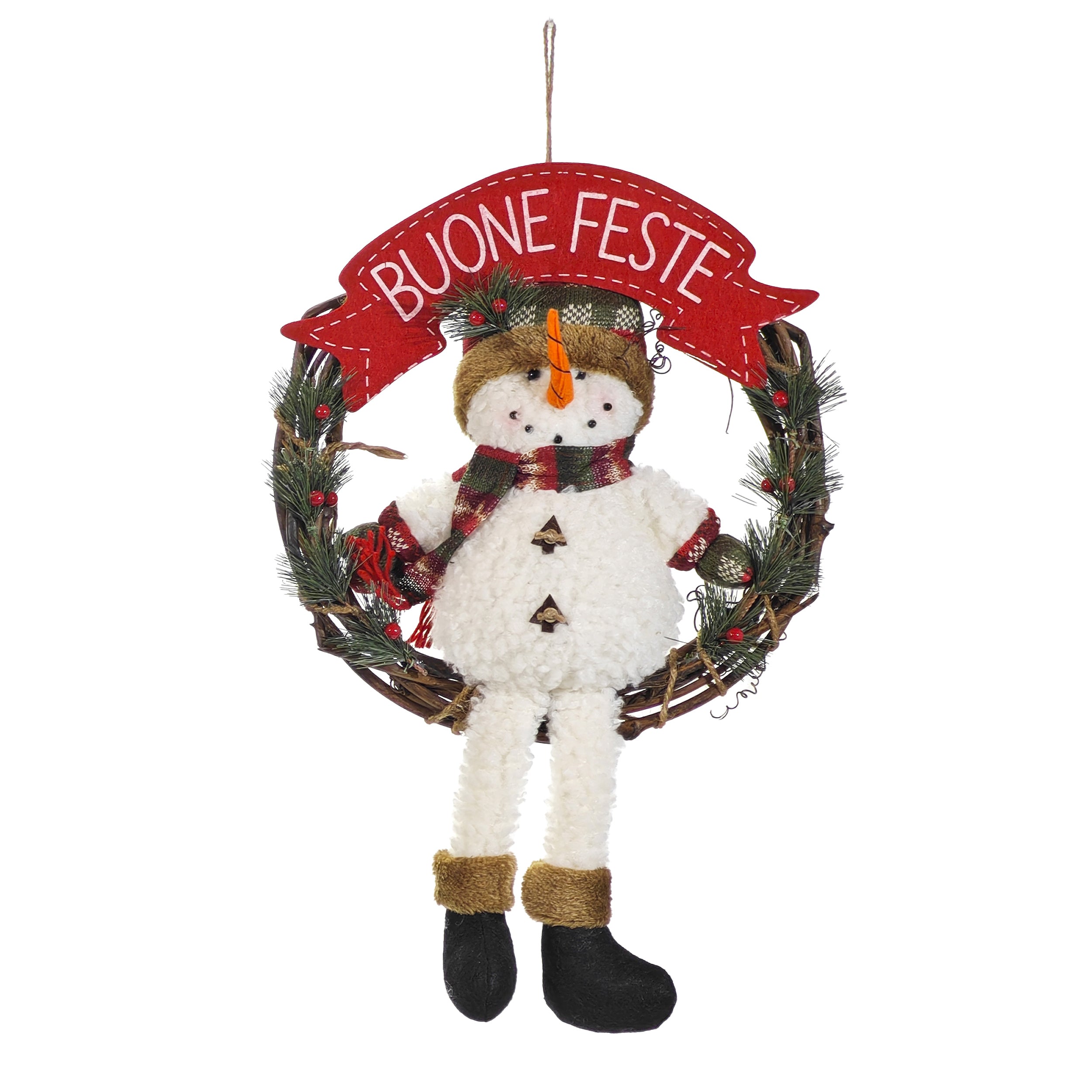 VESTIAMO CASA GRAN NATALE - Ghirlanda Appendino dietroporta con personaggi diametro 35 cm - Decorazione natalizia