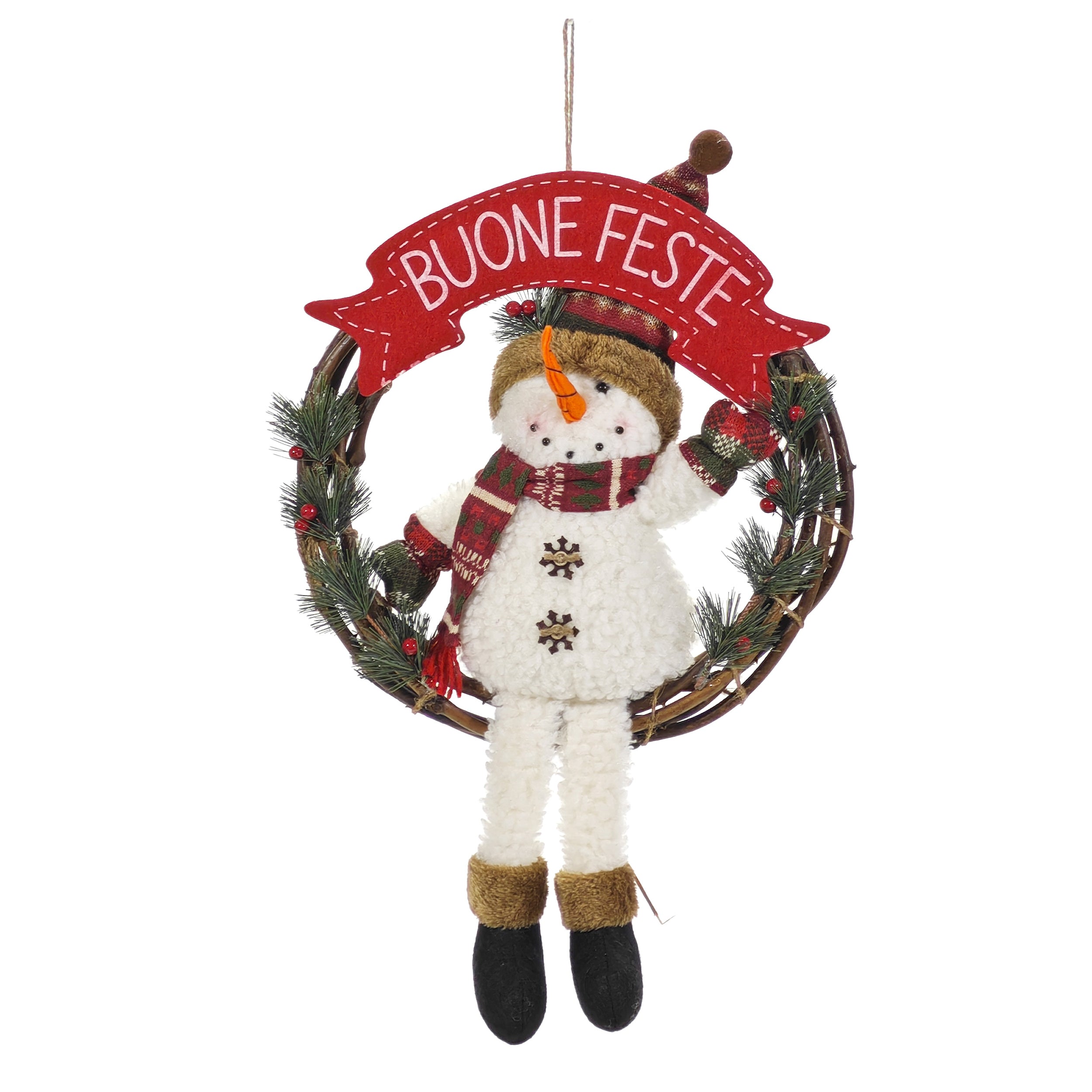 VESTIAMO CASA GRAN NATALE - Ghirlanda Appendino dietroporta con personaggi diametro 35 cm - Decorazione natalizia