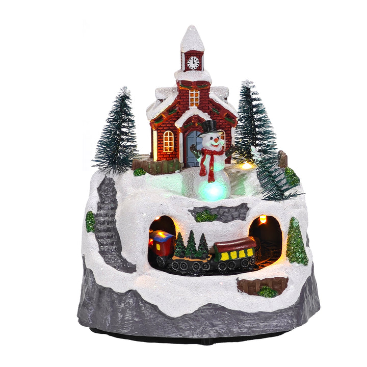 VESTIAMO CASA GRAN NATALE - Villaggio con trenino Natalizio h16x13,5x12,5 cm