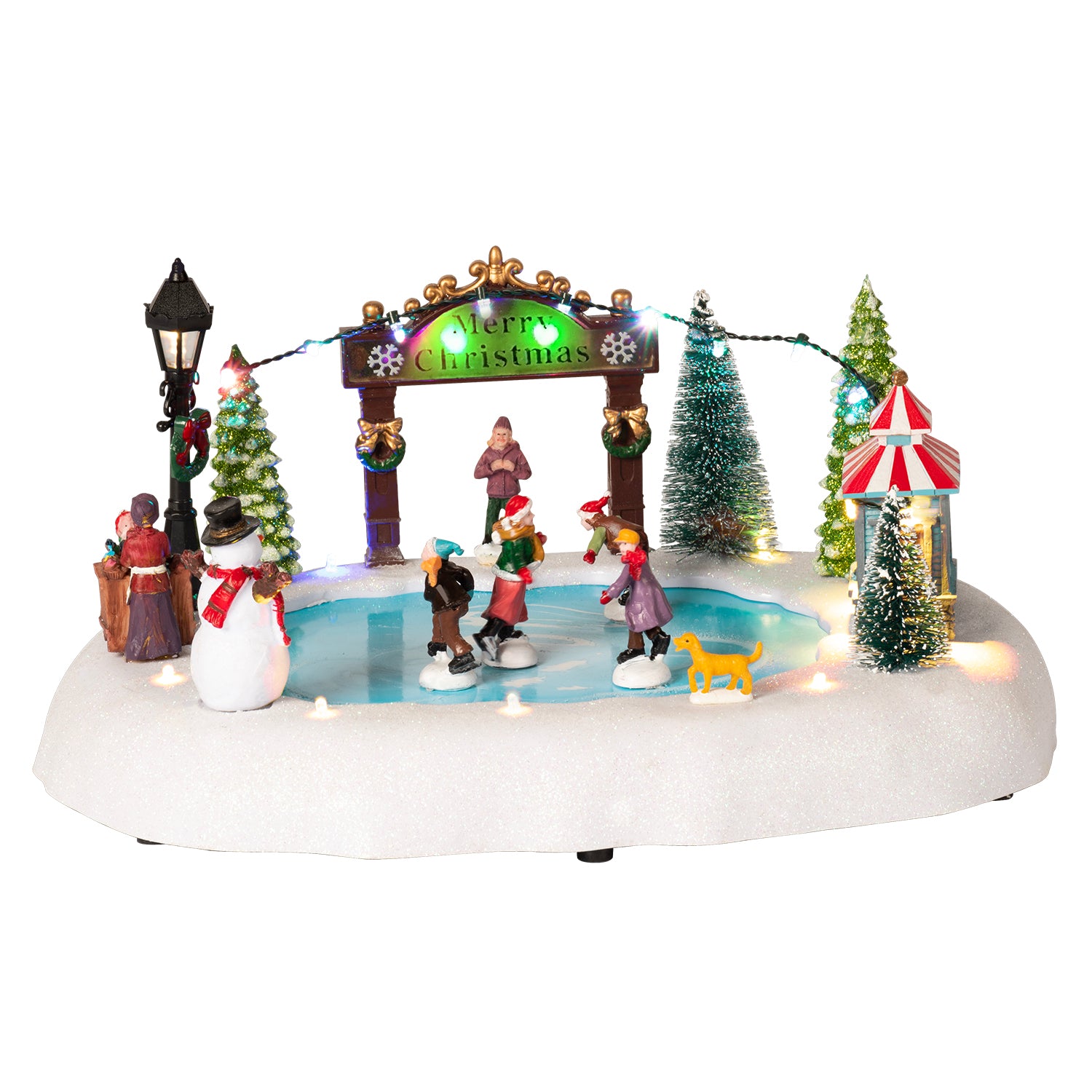 VESTIAMO CASA GRAN NATALE - Pista Pattinaggio Natalizia con Luci LED e Musica - h17x32x24 cm