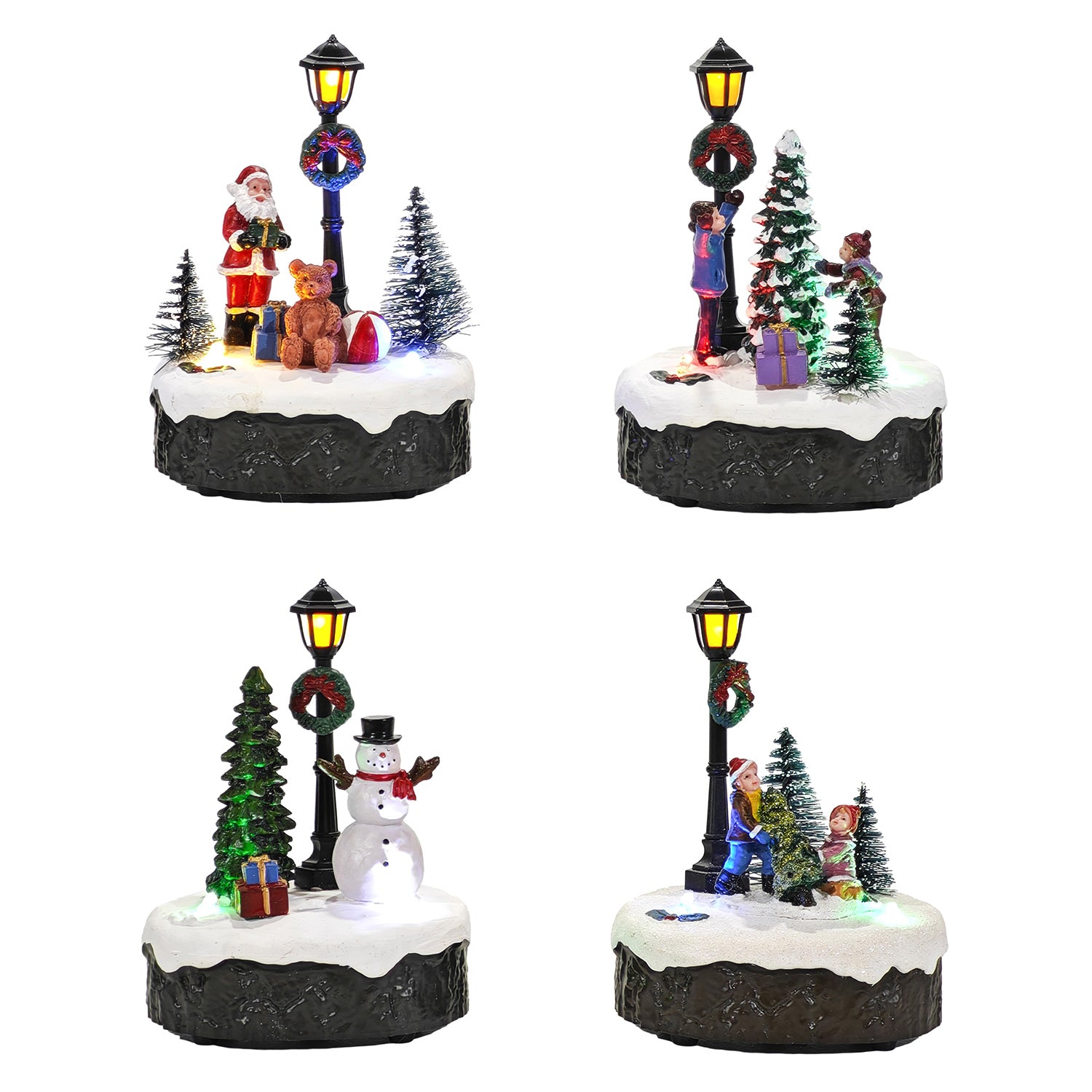 VESTIAMO CASA GRAN NATALE - Scene di Natale Luminose con Lampione LED Multicolor Musicali h13 cm