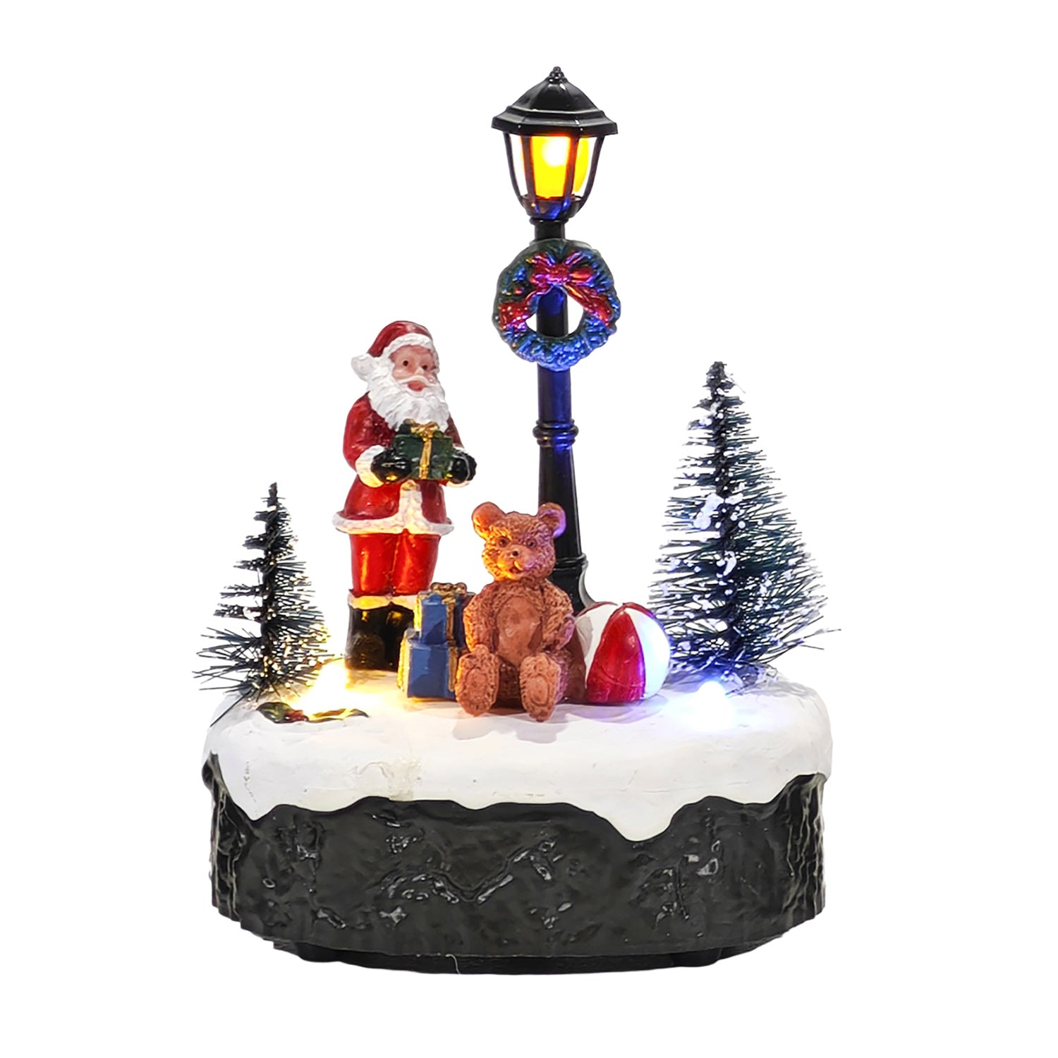 VESTIAMO CASA GRAN NATALE - Scene di Natale Luminose con Lampione LED Multicolor Musicali h13 cm