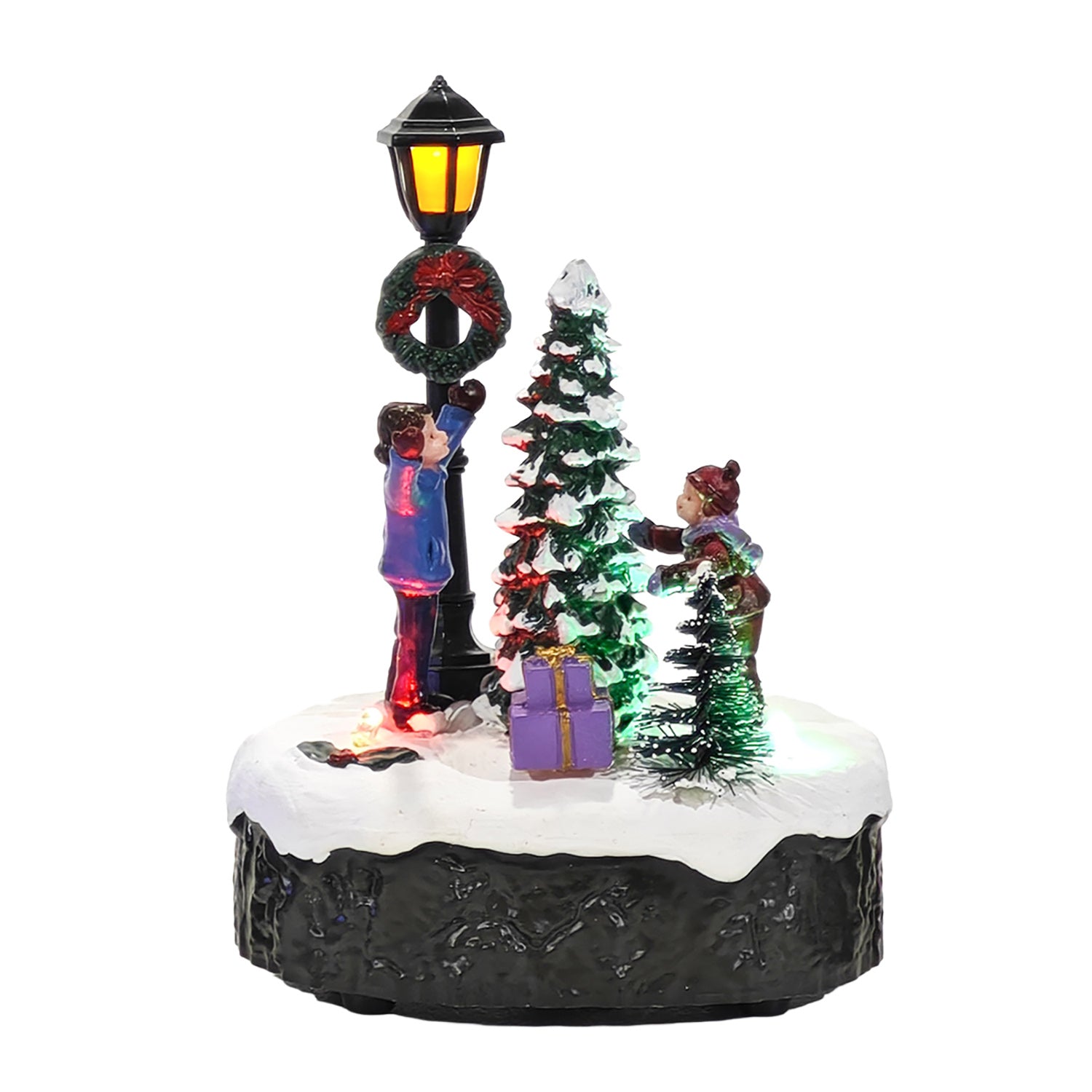 VESTIAMO CASA GRAN NATALE - Scene di Natale Luminose con Lampione LED Multicolor Musicali h13 cm