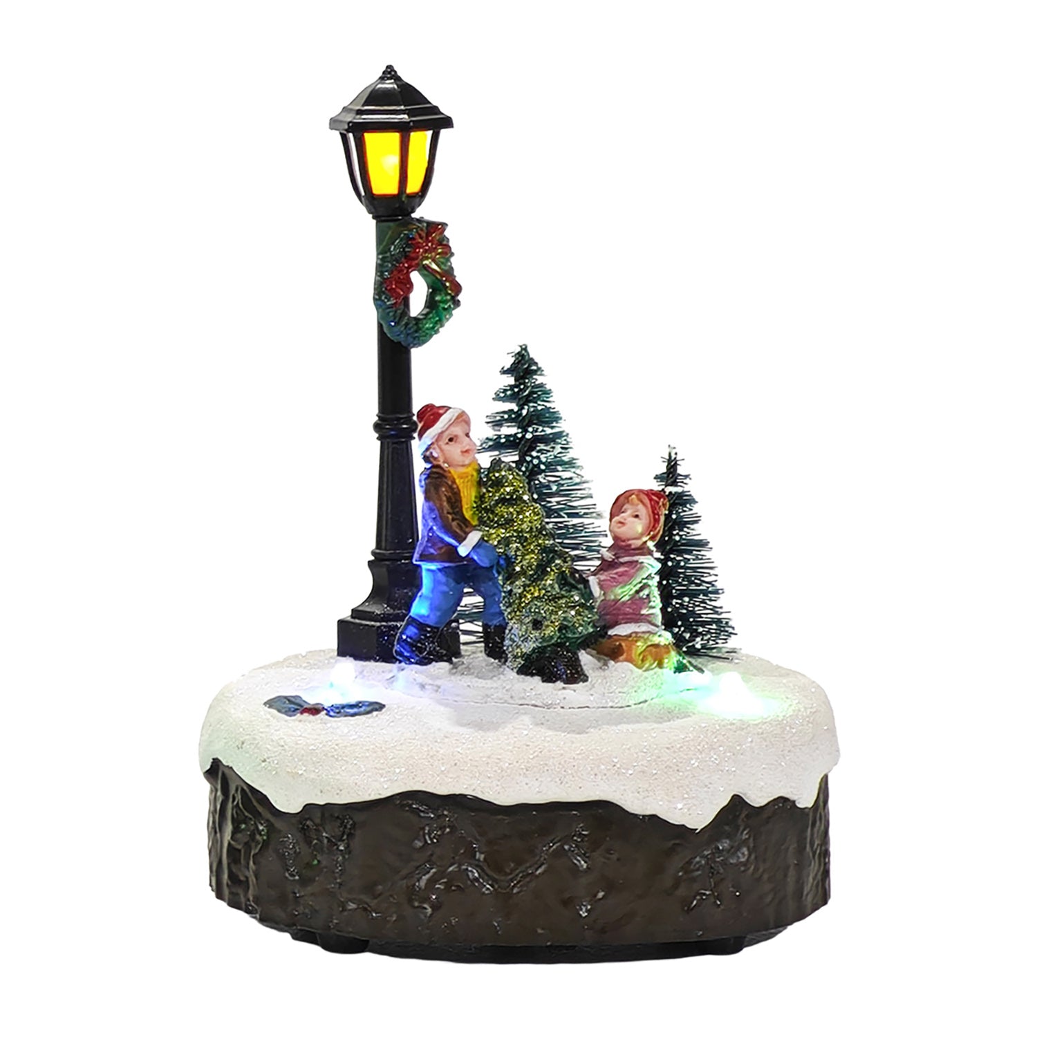 VESTIAMO CASA GRAN NATALE - Scene di Natale Luminose con Lampione LED Multicolor Musicali h13 cm
