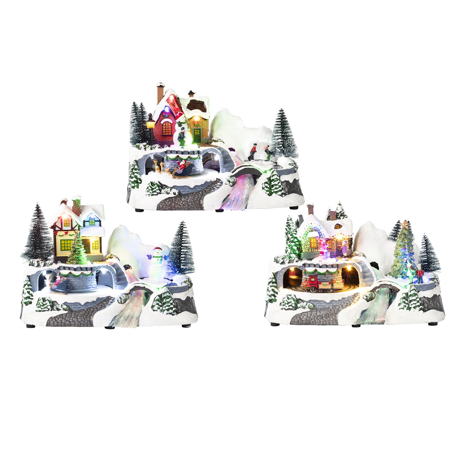 VESTIAMO CASA GRAN NATALE - Villaggio di Natale con Luci, Musica e Movimento “Il Villaggio delle Nevi” - h15x23,8x15,5 cm