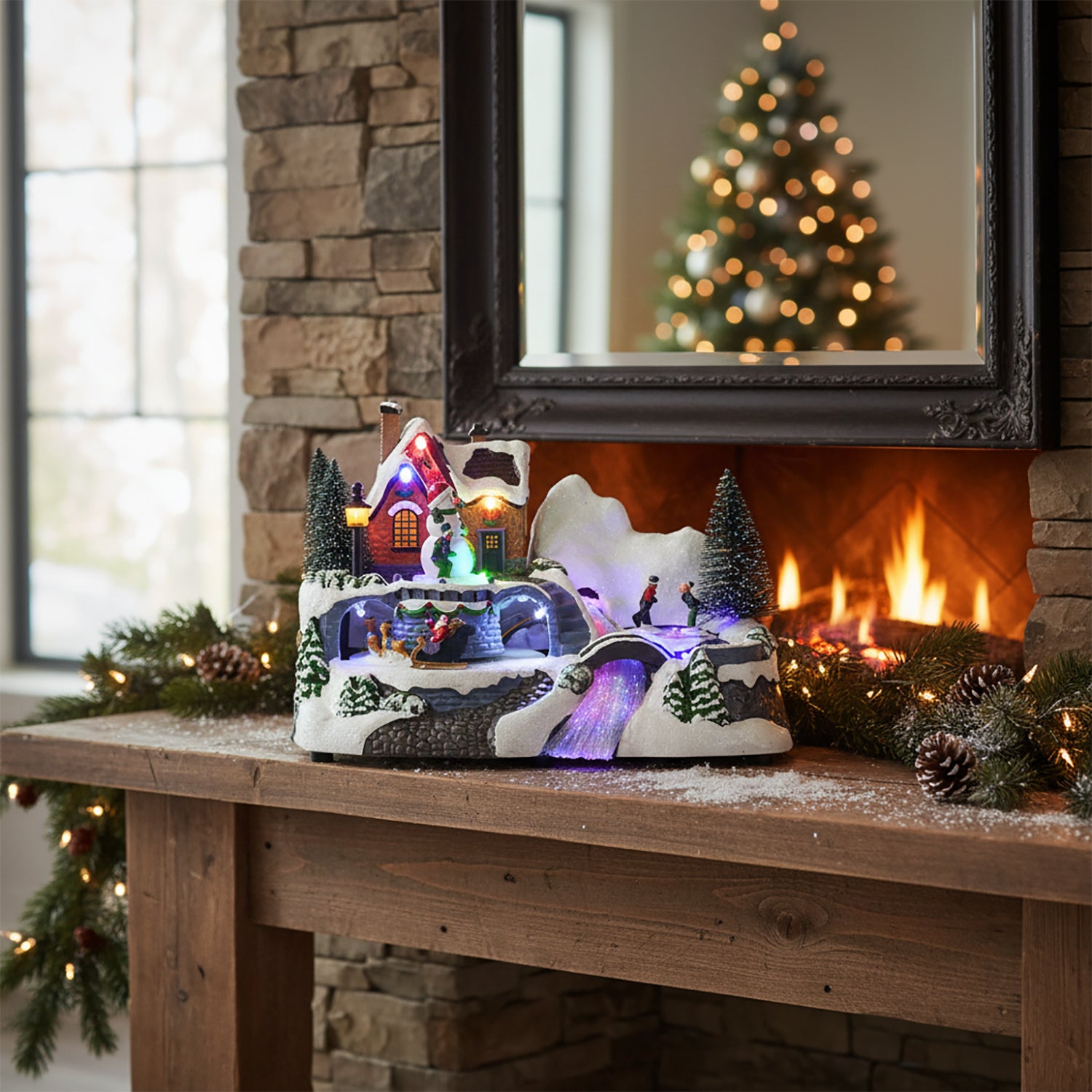 VESTIAMO CASA GRAN NATALE - Villaggio di Natale con Luci, Musica e Movimento “Il Villaggio delle Nevi” - h15x23,8x15,5 cm