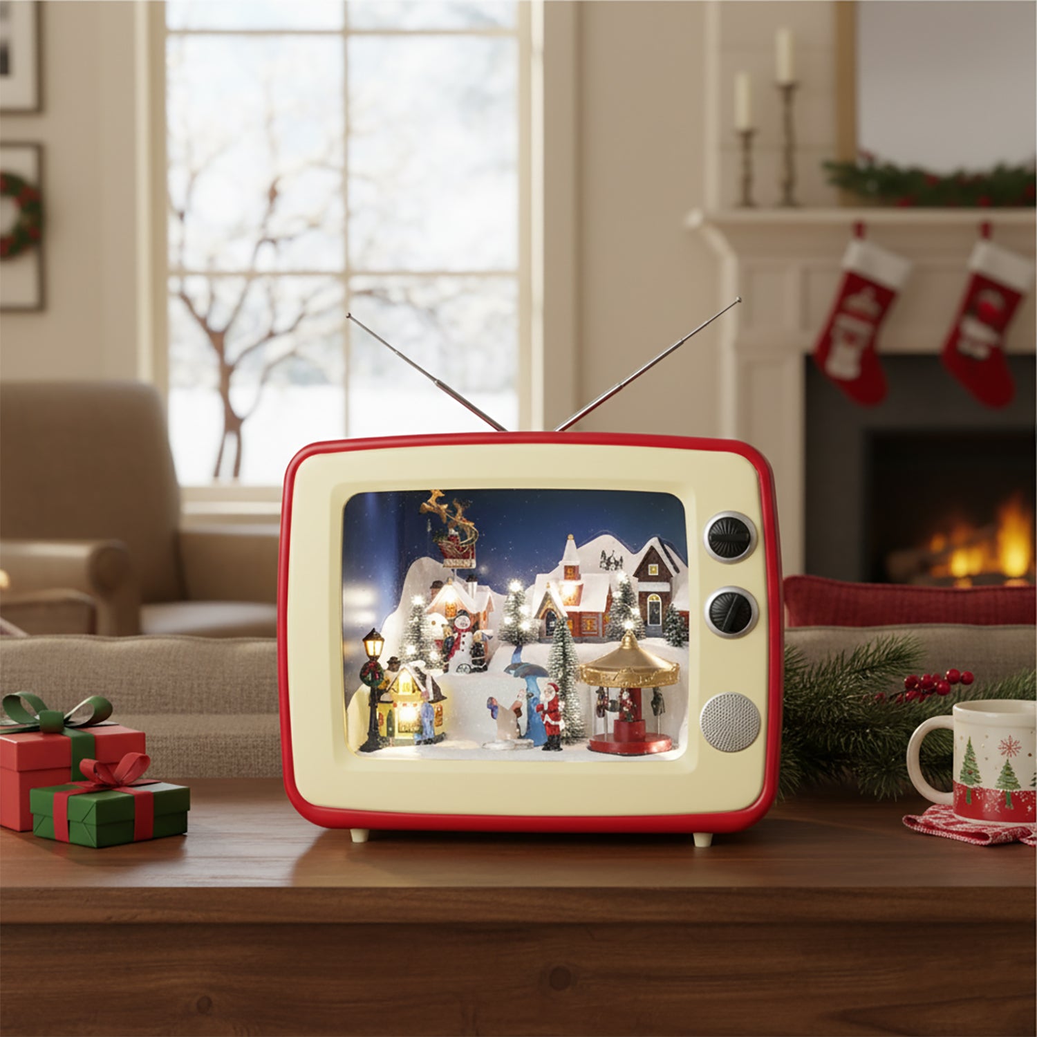 VESTIAMO CASA GRAN NATALE - Natale in TV con movimento e LED h23,2x38,3x31 cm