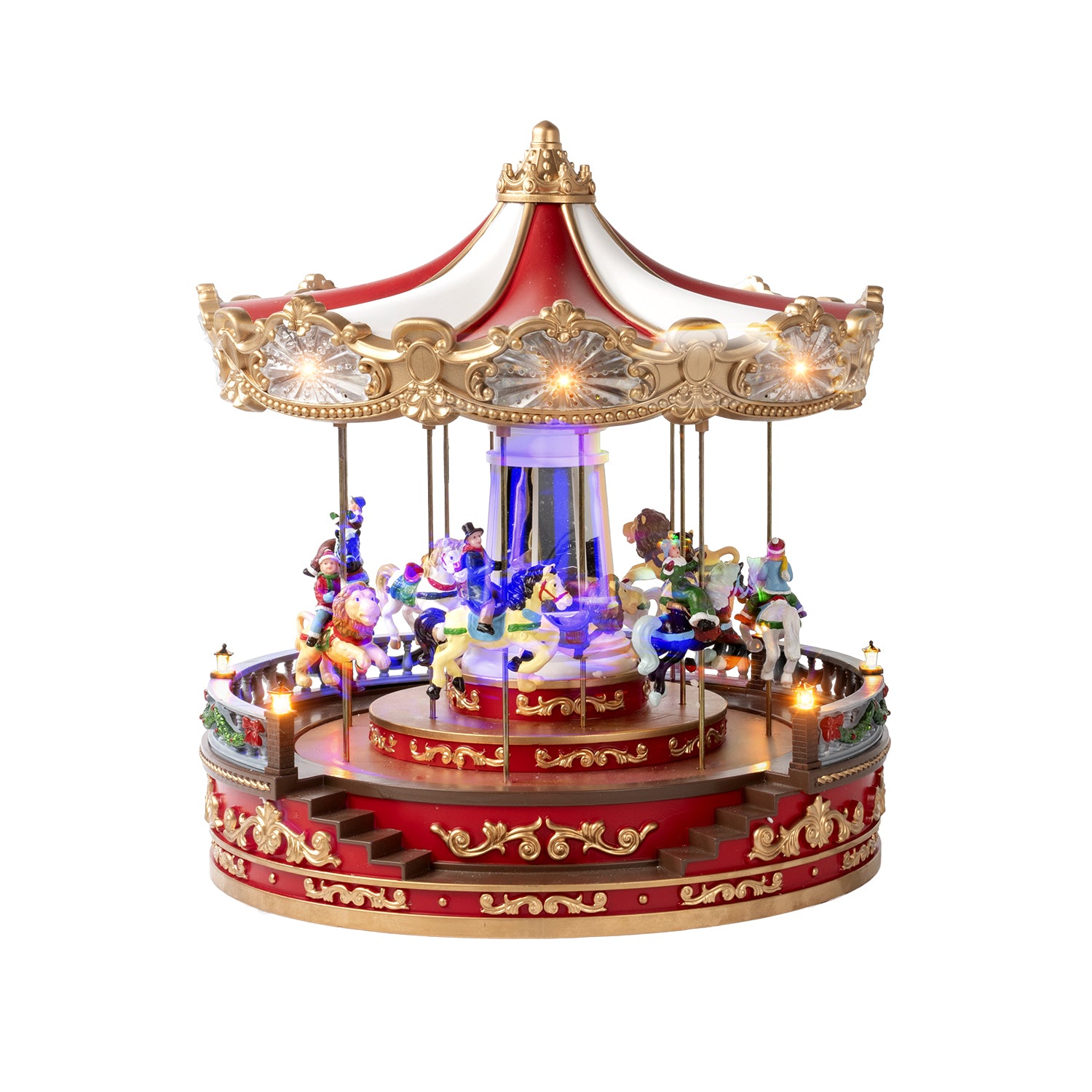 VESTIAMO CASA GRAN NATALE - Carosello Magico Natalizio con Luci LED e Musica h35,8 cm diametro 30 cm