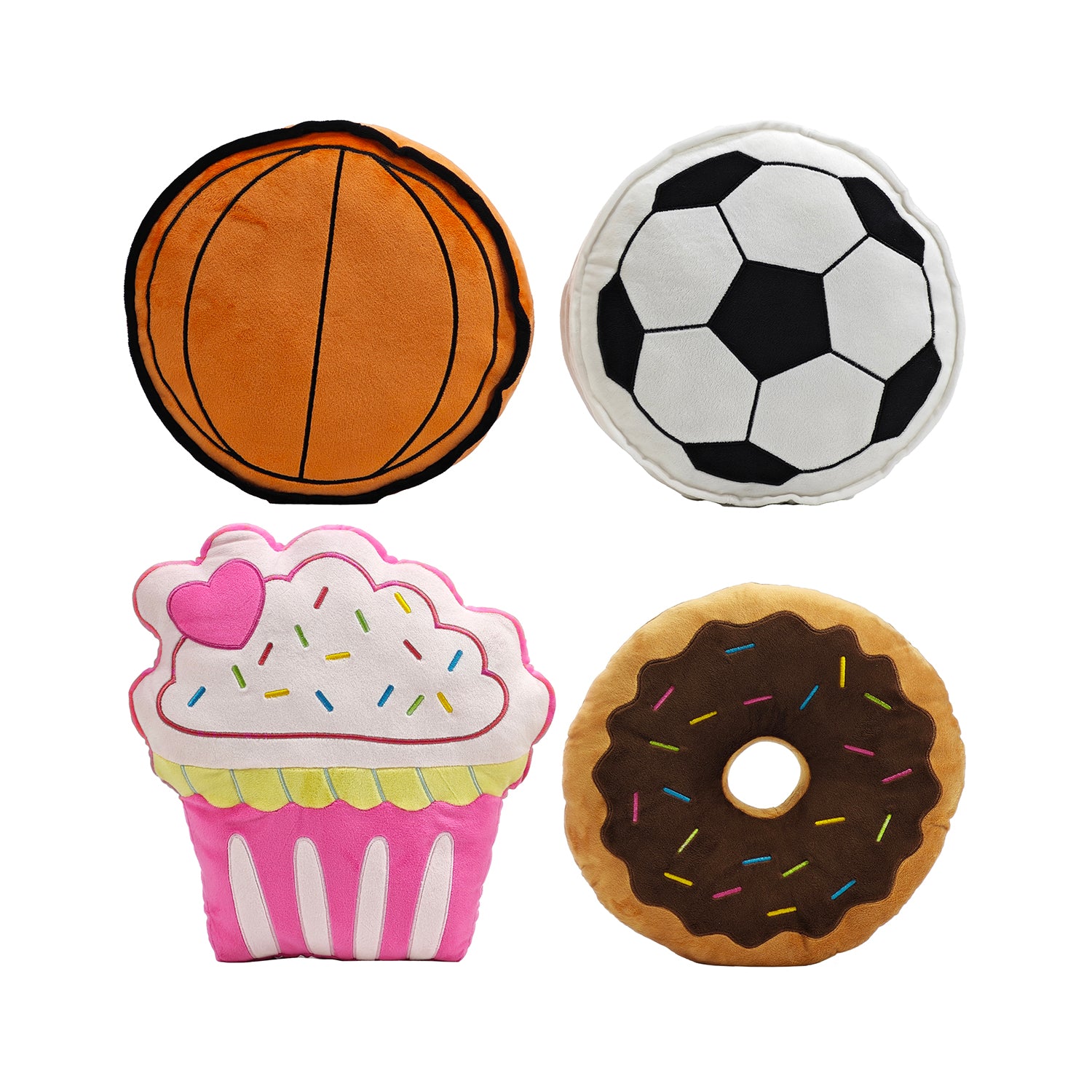 VESTIAMO CASA - Cuscino Sagomato Linea Baby Cute - Basket, Calcio, Cupcake e Donut