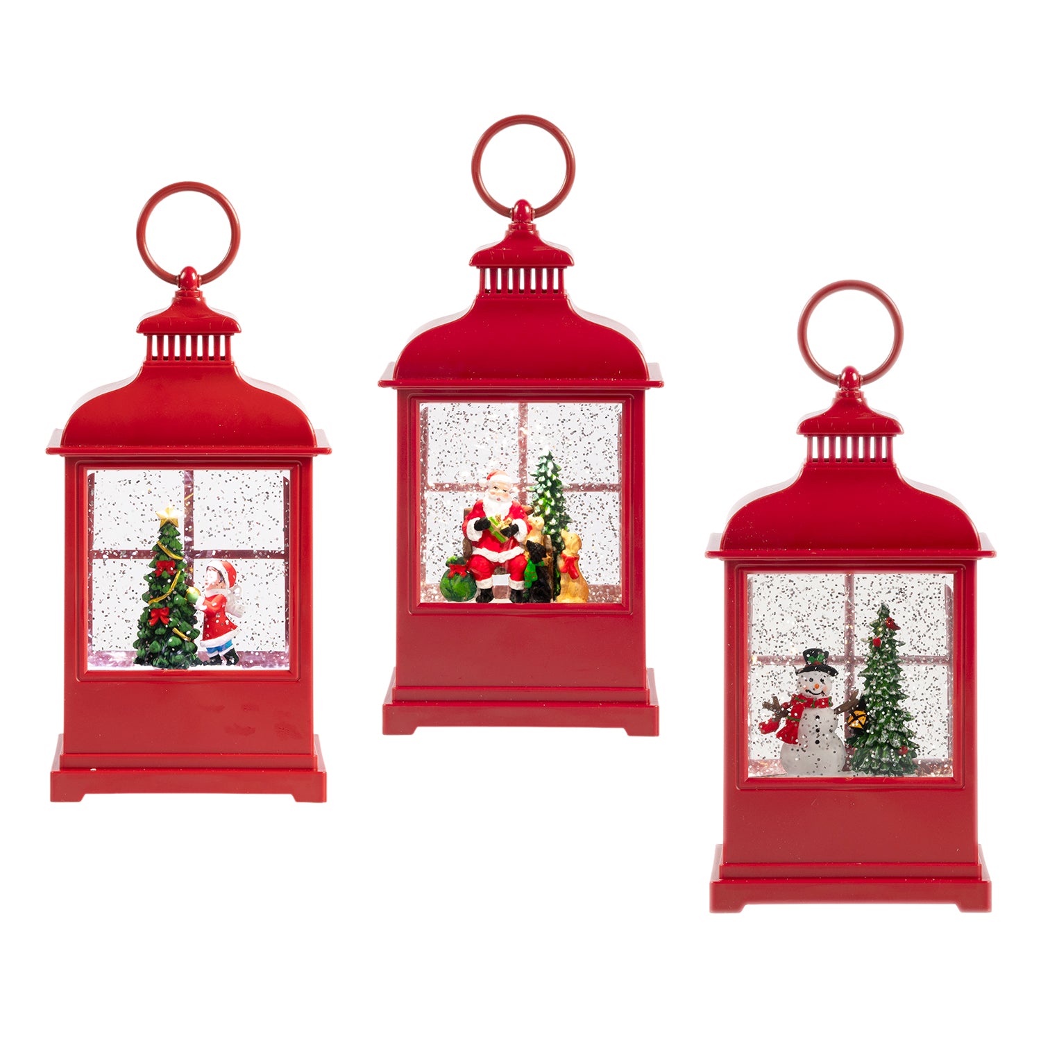 VESTIAMO CASA GRAN NATALE - Lanterna Natalizia LED con Effetto Neve e Musica a Batterie h27 cm