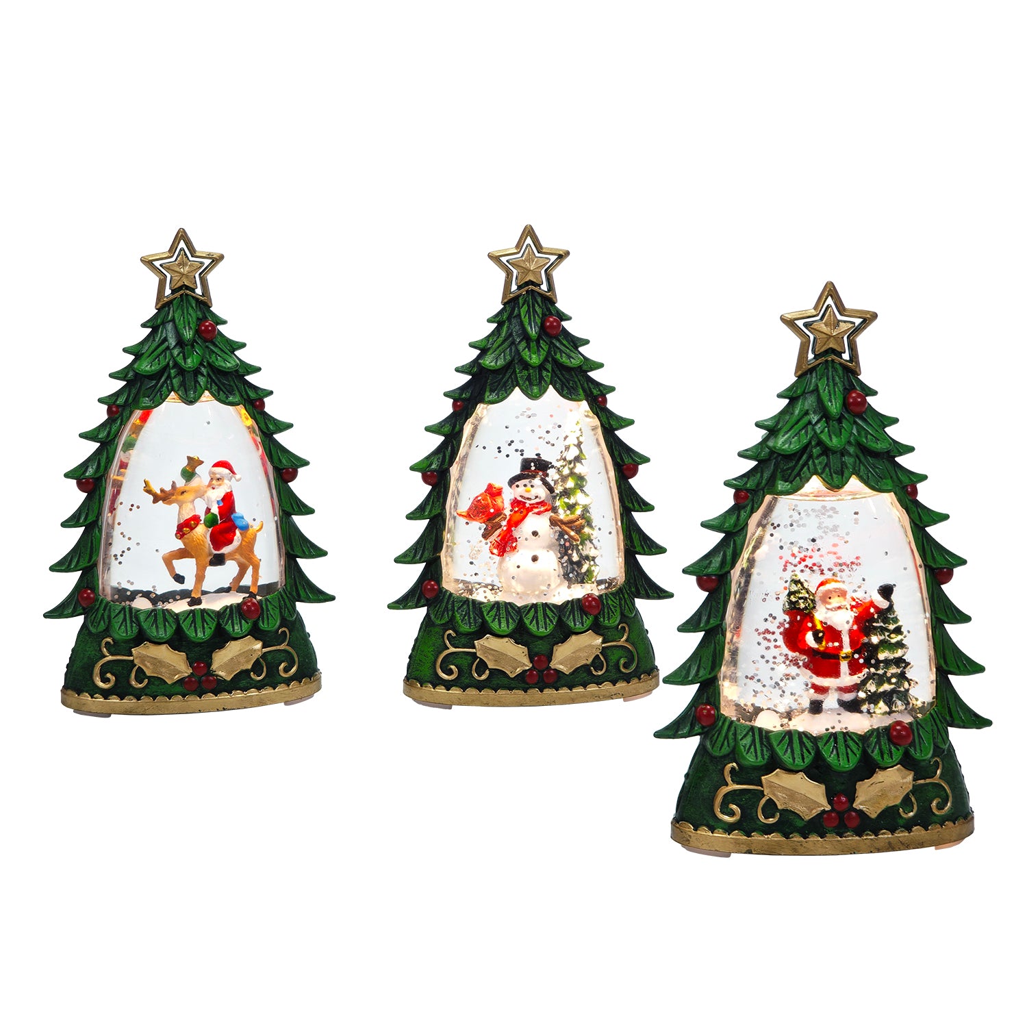 VESTIAMO CASA GRAN NATALE - Albero Natalizio LED con Effetto Neve a Batterie h27 cm
