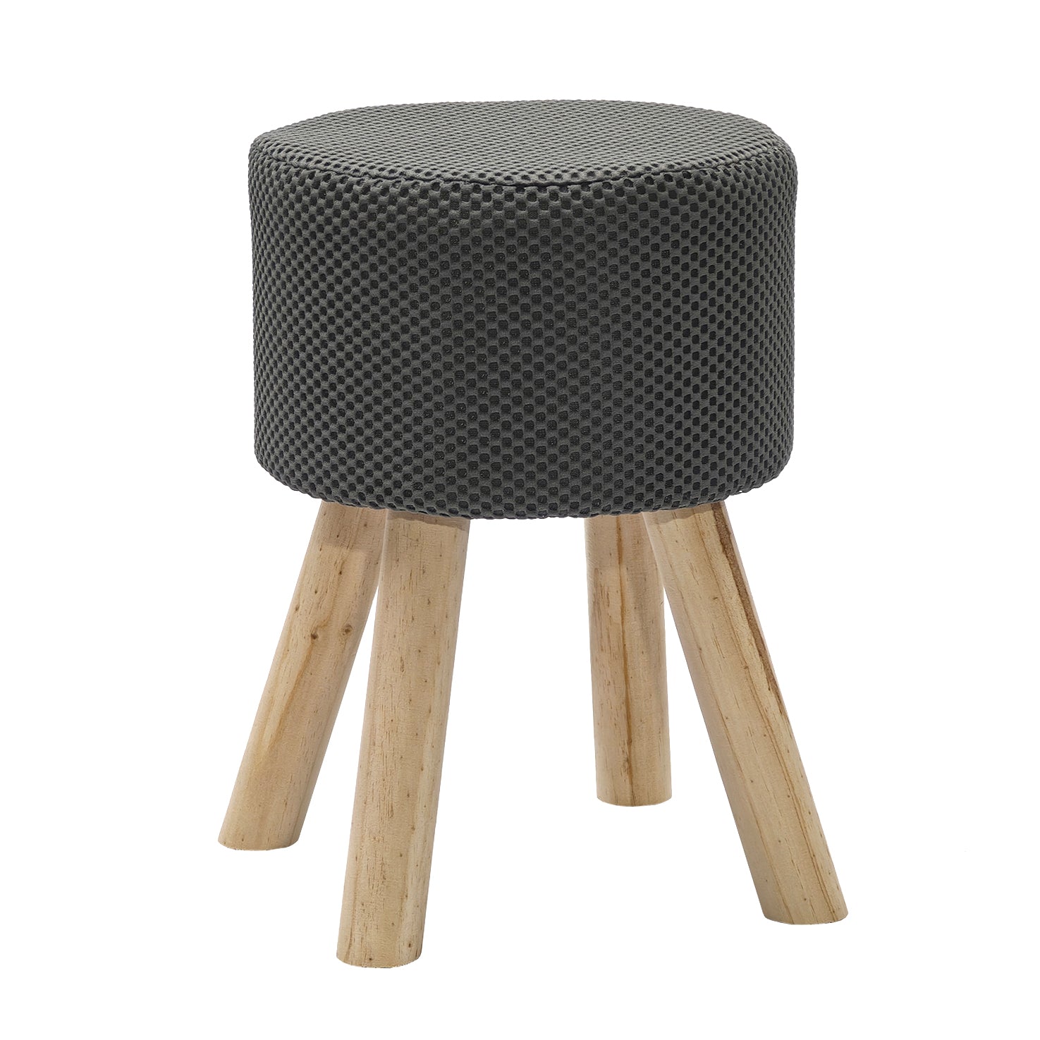 VESTIAMO CASA - Pouf rotondo Grigio Scuro in tessuto e legno h42 cm x diametro 29 cm