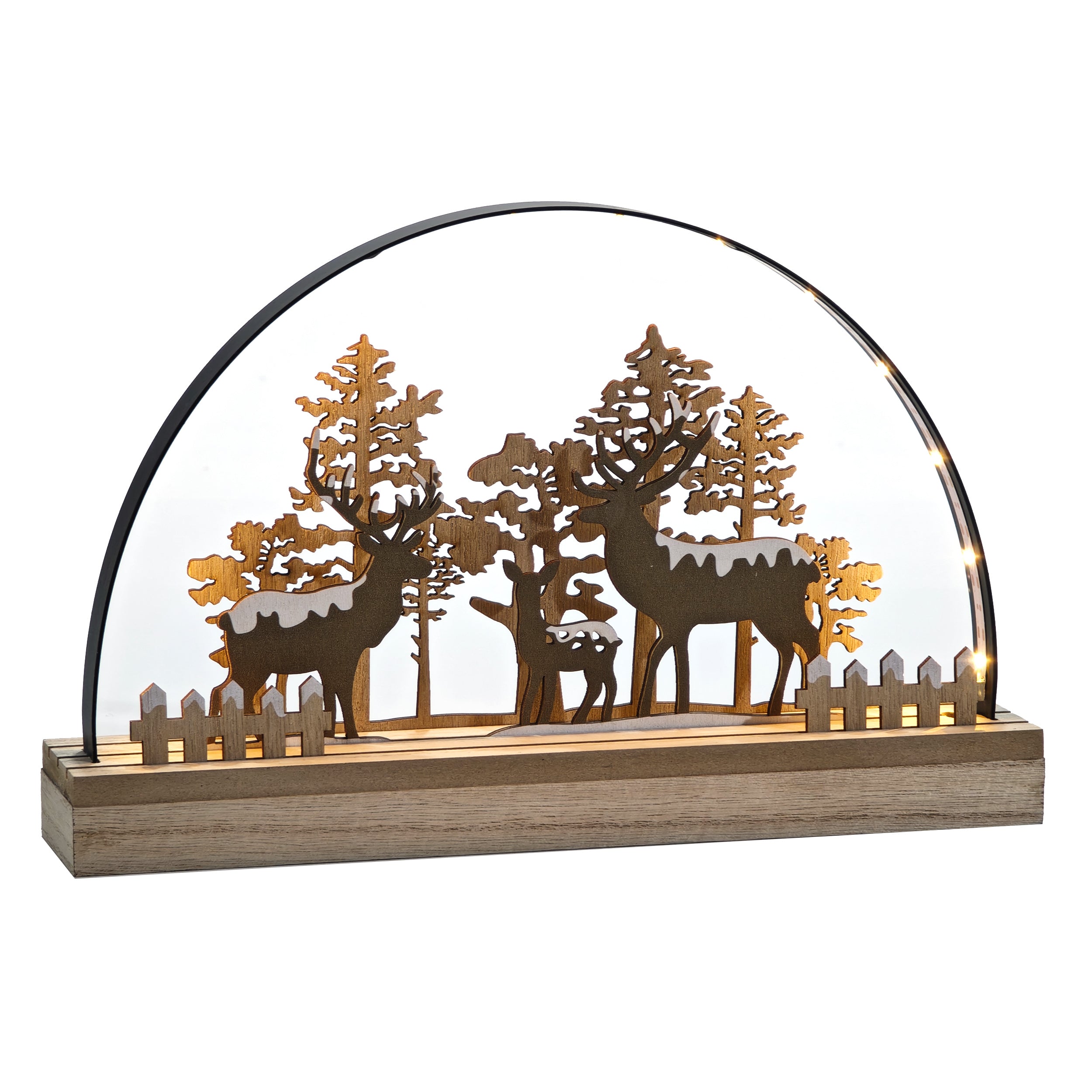 VESTIAMO CASA GRAN NATALE - Paesaggio Natalizio Luminoso con 14 Led Bianco Caldo h19,5 cm