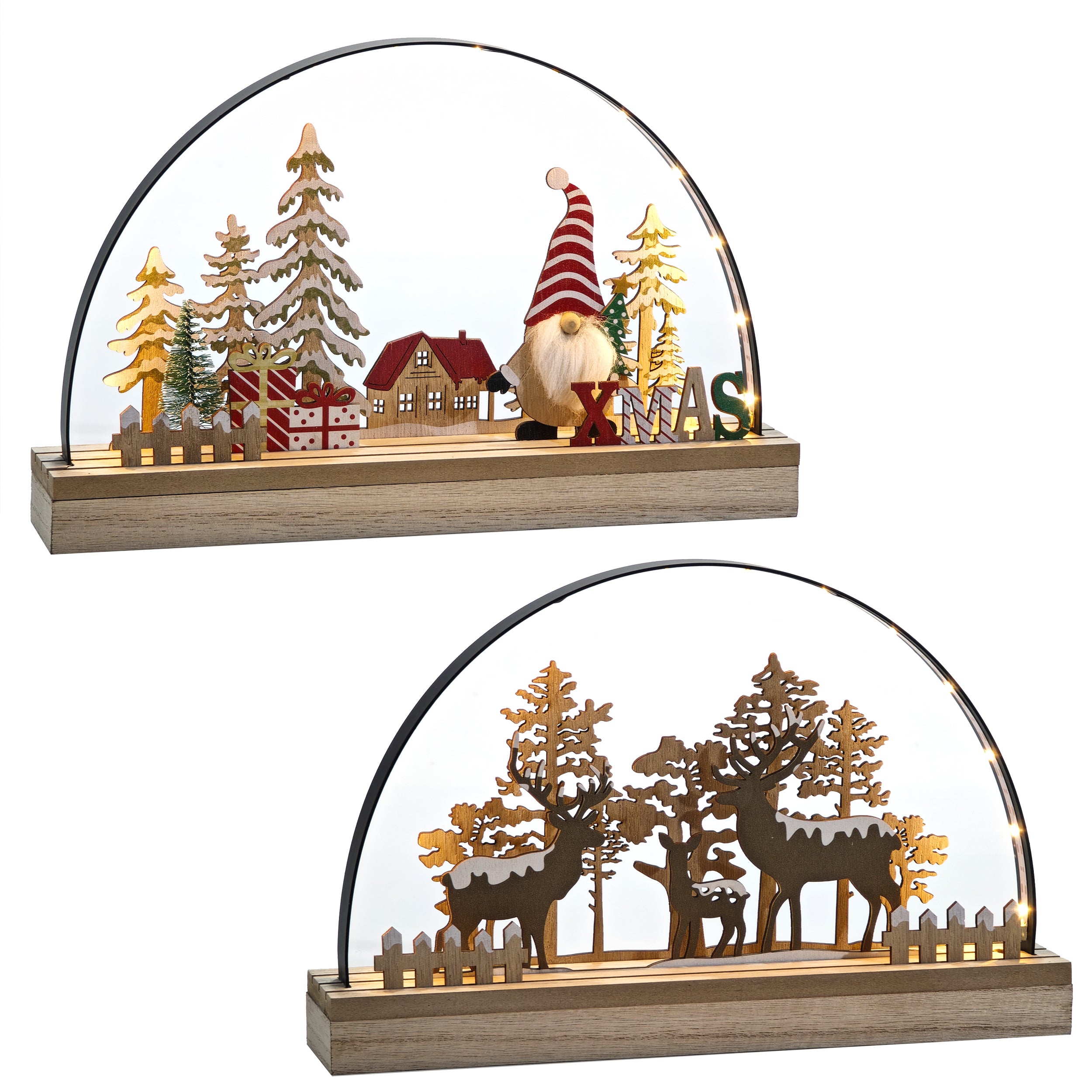 VESTIAMO CASA GRAN NATALE - Paesaggio Natalizio Luminoso con 14 Led Bianco Caldo h19,5 cm