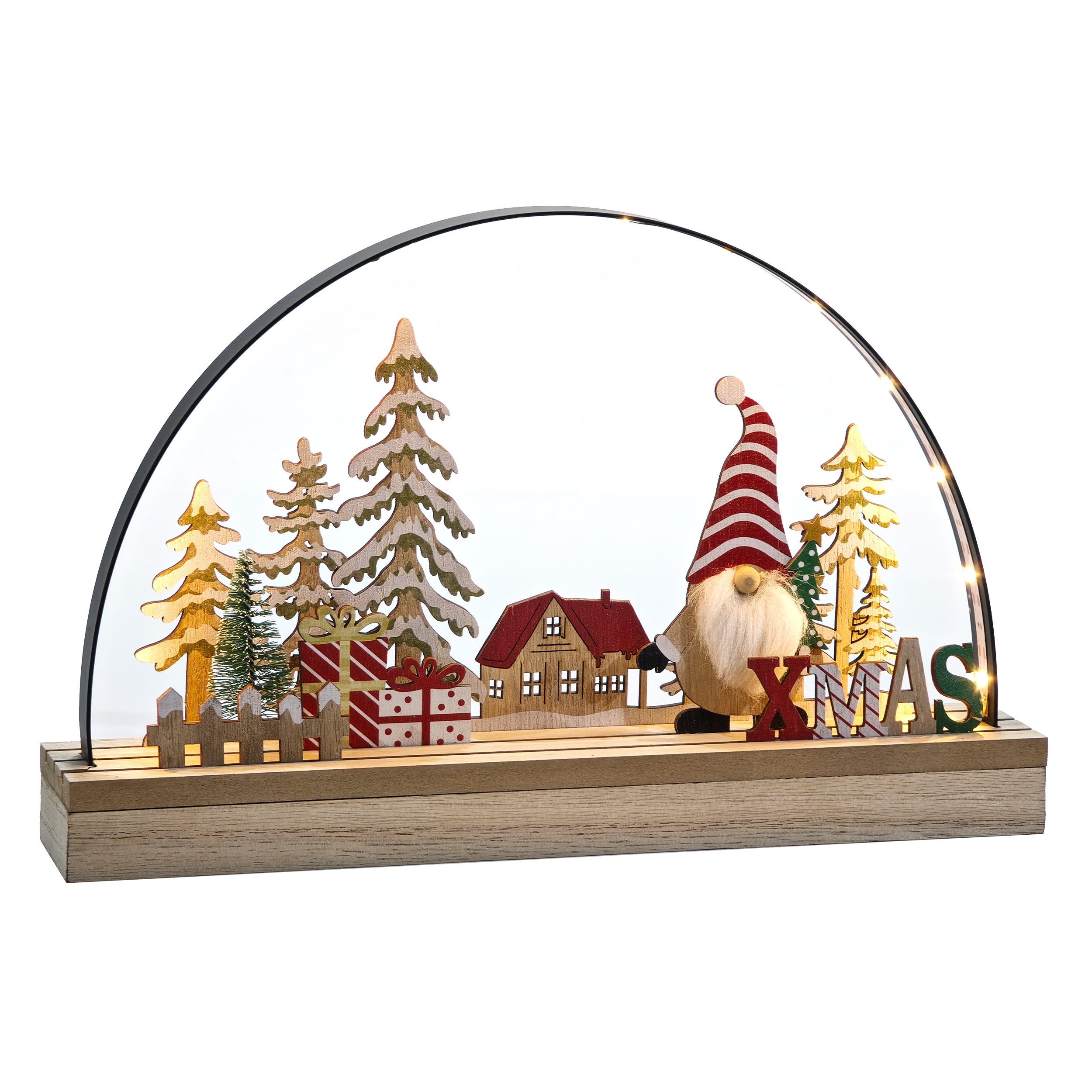 VESTIAMO CASA GRAN NATALE - Paesaggio Natalizio Luminoso con 14 Led Bianco Caldo h19,5 cm