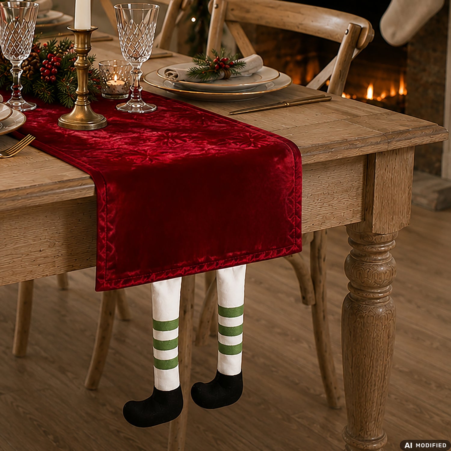 VESTIAMO CASA GRAN NATALE - Runner Tavola Natalizio Effetto Velluto con Personaggio Assortito 35x250 cm