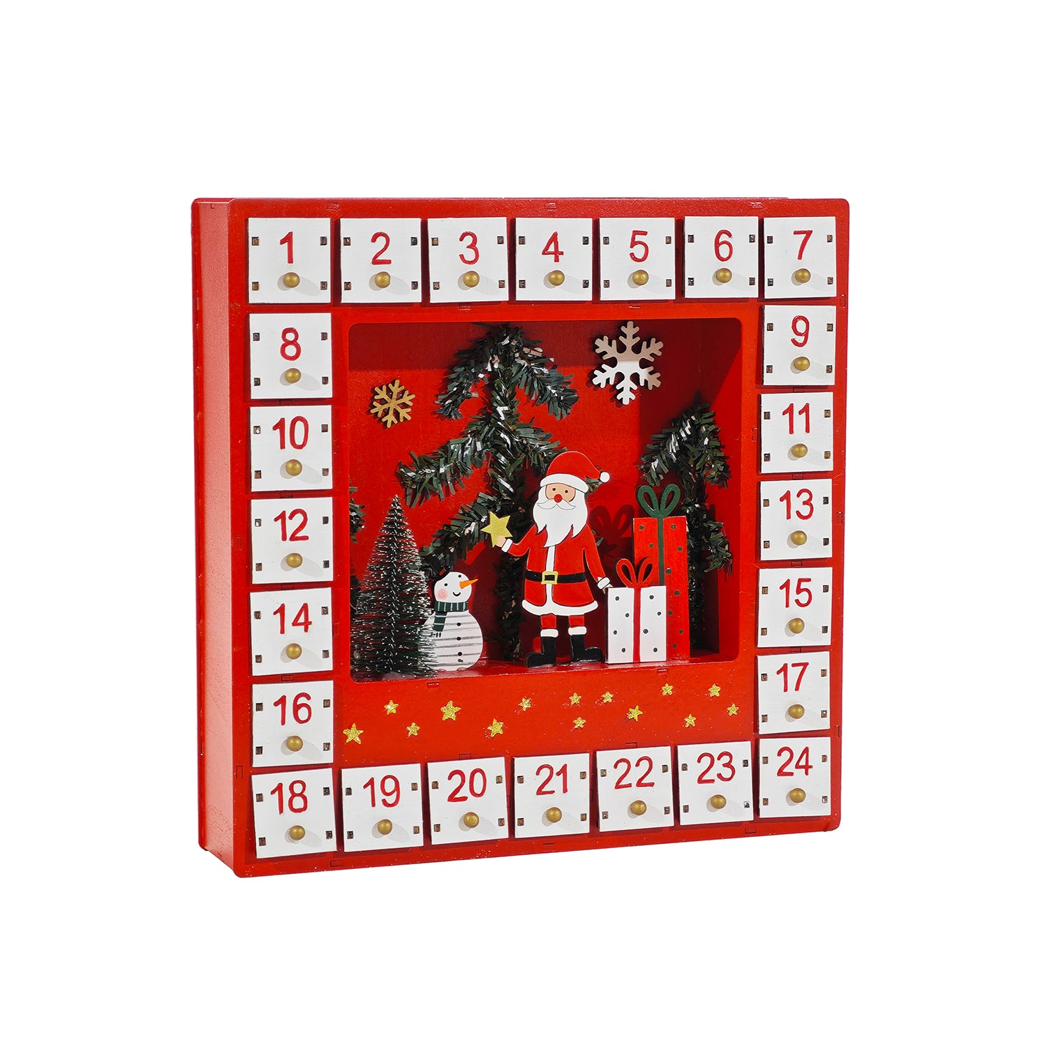 VESTIAMO CASA GRAN NATALE - Calendario dell'Avvento in Legno con 24 Cassetti h33 cm