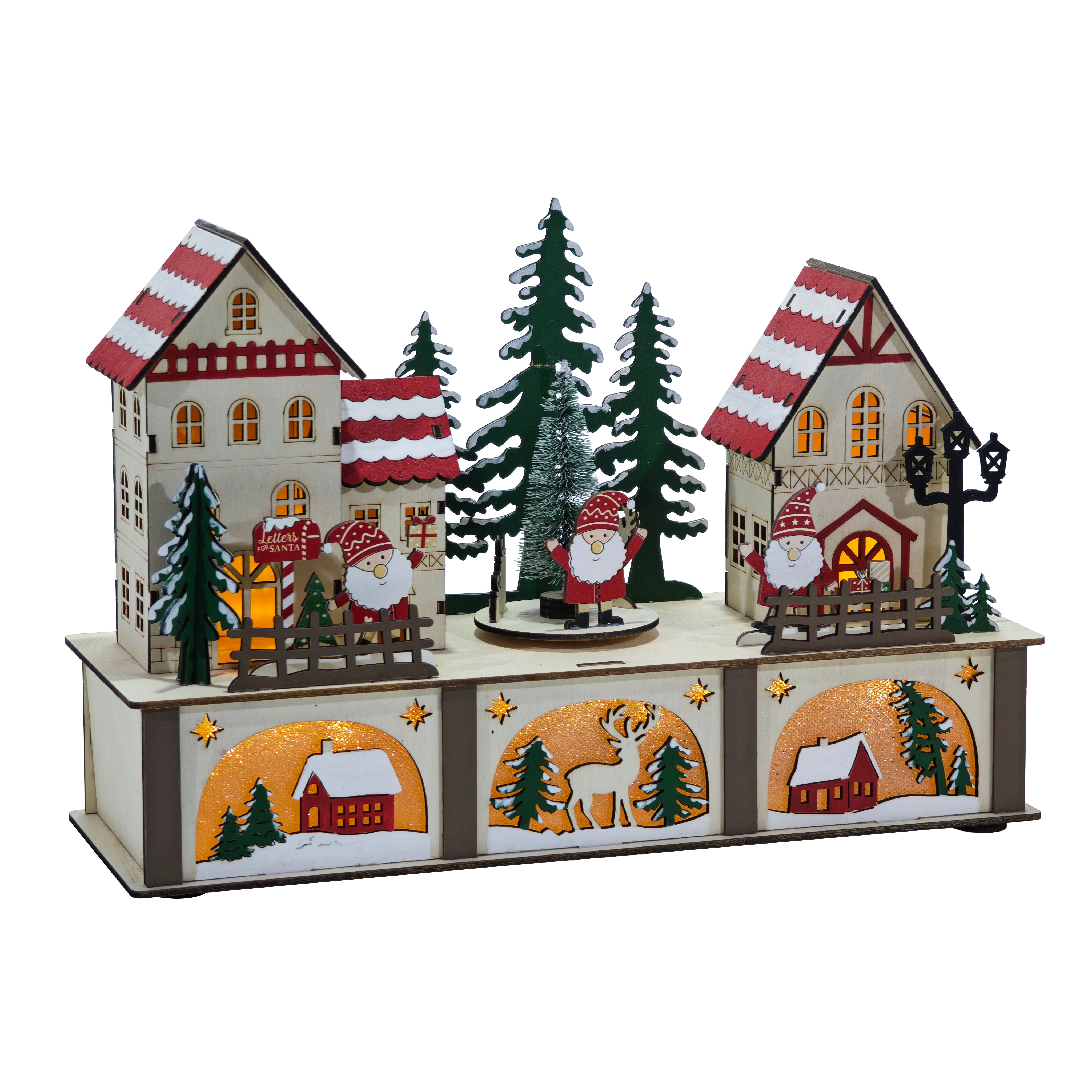VESTIAMO CASA GRAN NATALE - Villaggio Natalizio Luminoso “Borgo Magico” in Legno con LED Bianco Caldo h20 cm