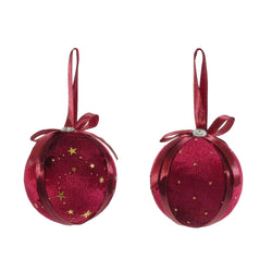 VESTIAMO CASA GRAN NATALE - Palle di Natale in tessuto Bordeaux diametro 6 cm - set 10 pezzi