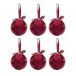 VESTIAMO CASA GRAN NATALE - Palle di Natale in tessuto Bordeaux diametro 8 cm - set 6 pezzi