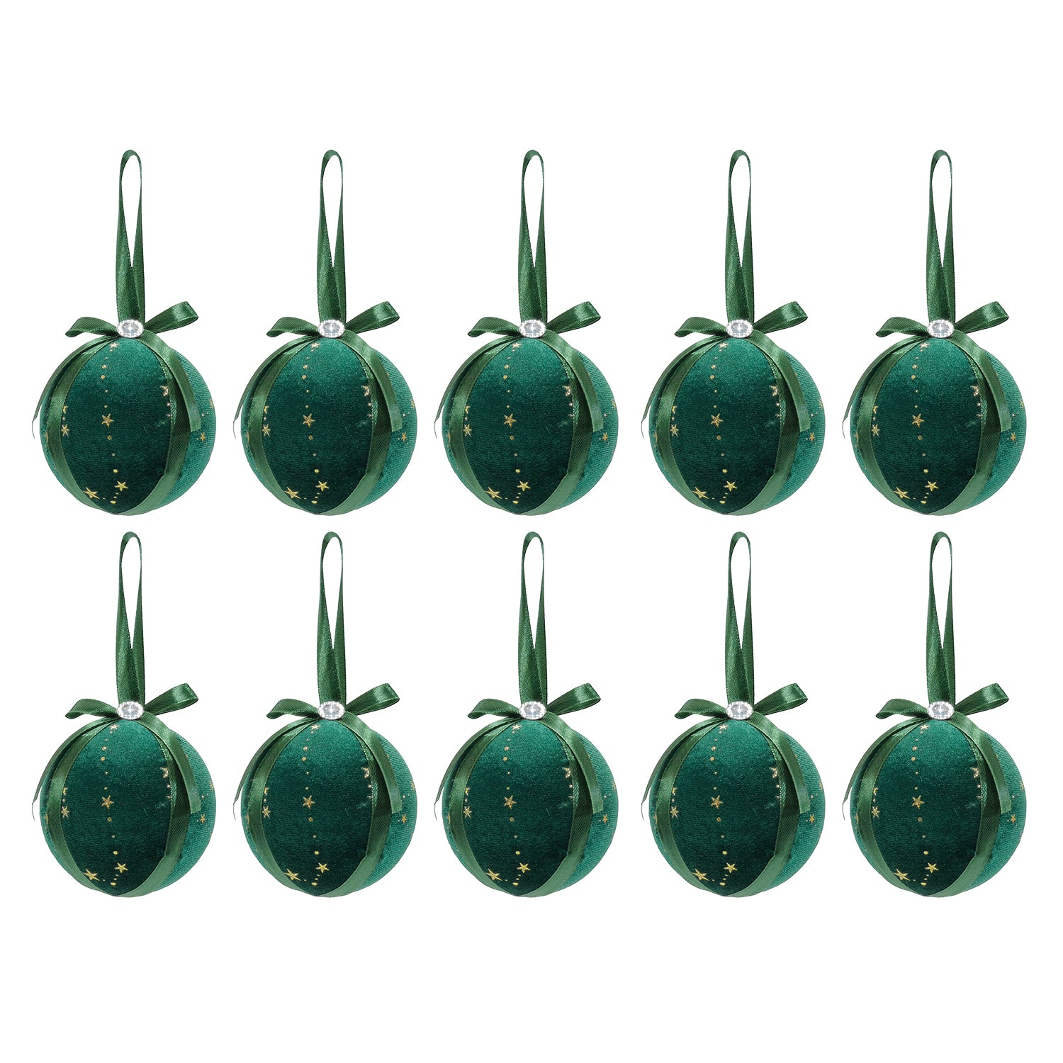 VESTIAMO CASA GRAN NATALE - Set 10 Palline di Natale in tessuto Verde diametro 6 cm